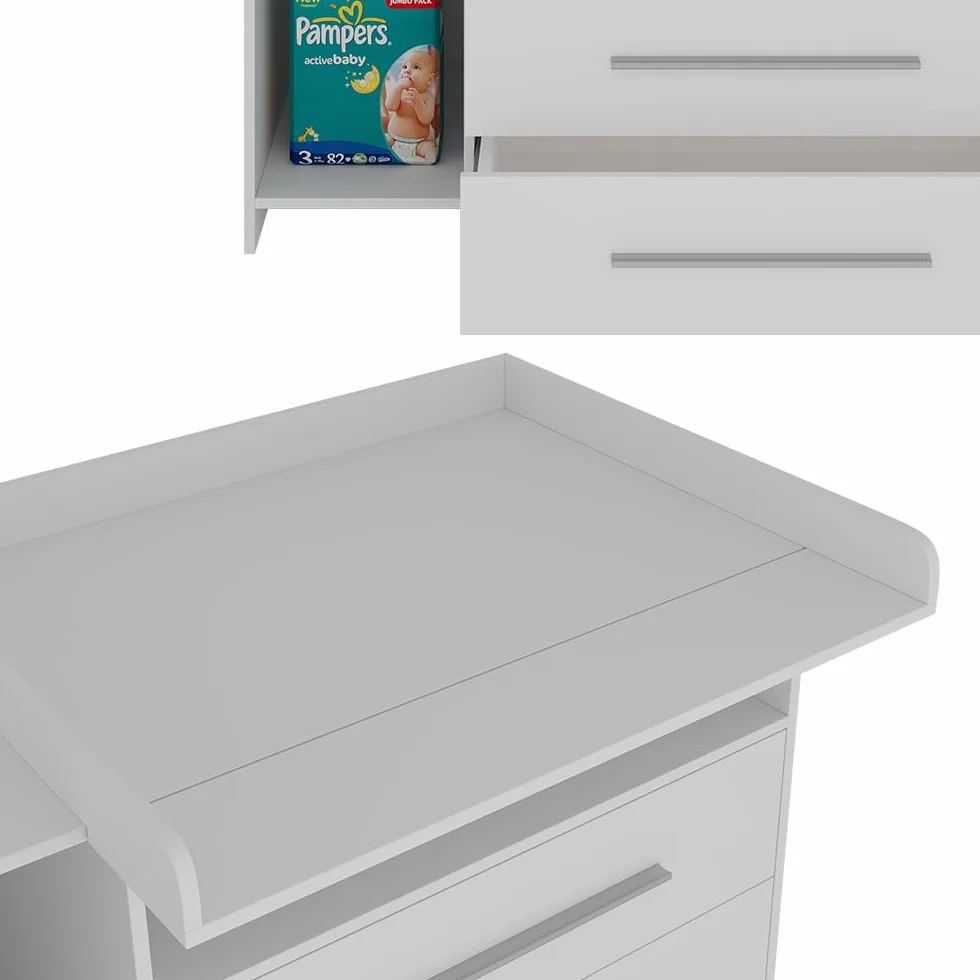 Vicco Commode à Langer Paula Blanc 110x93.5cm Plan à Langer Table à Langer Meuble Rangement