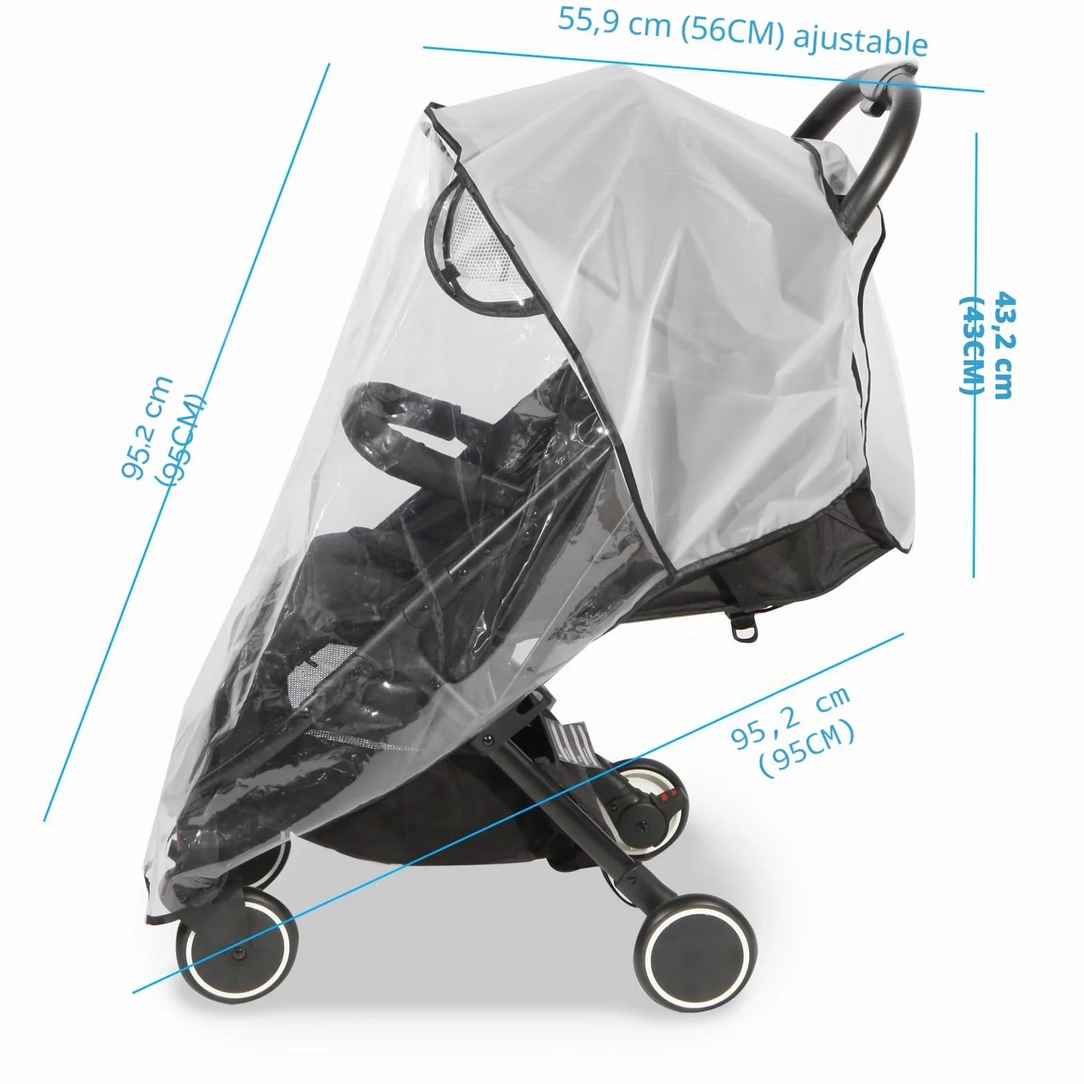Habillage Pluie Universelle pour Poussette - Protection Pluie Poussette Universelle contre les intempéries et le vent