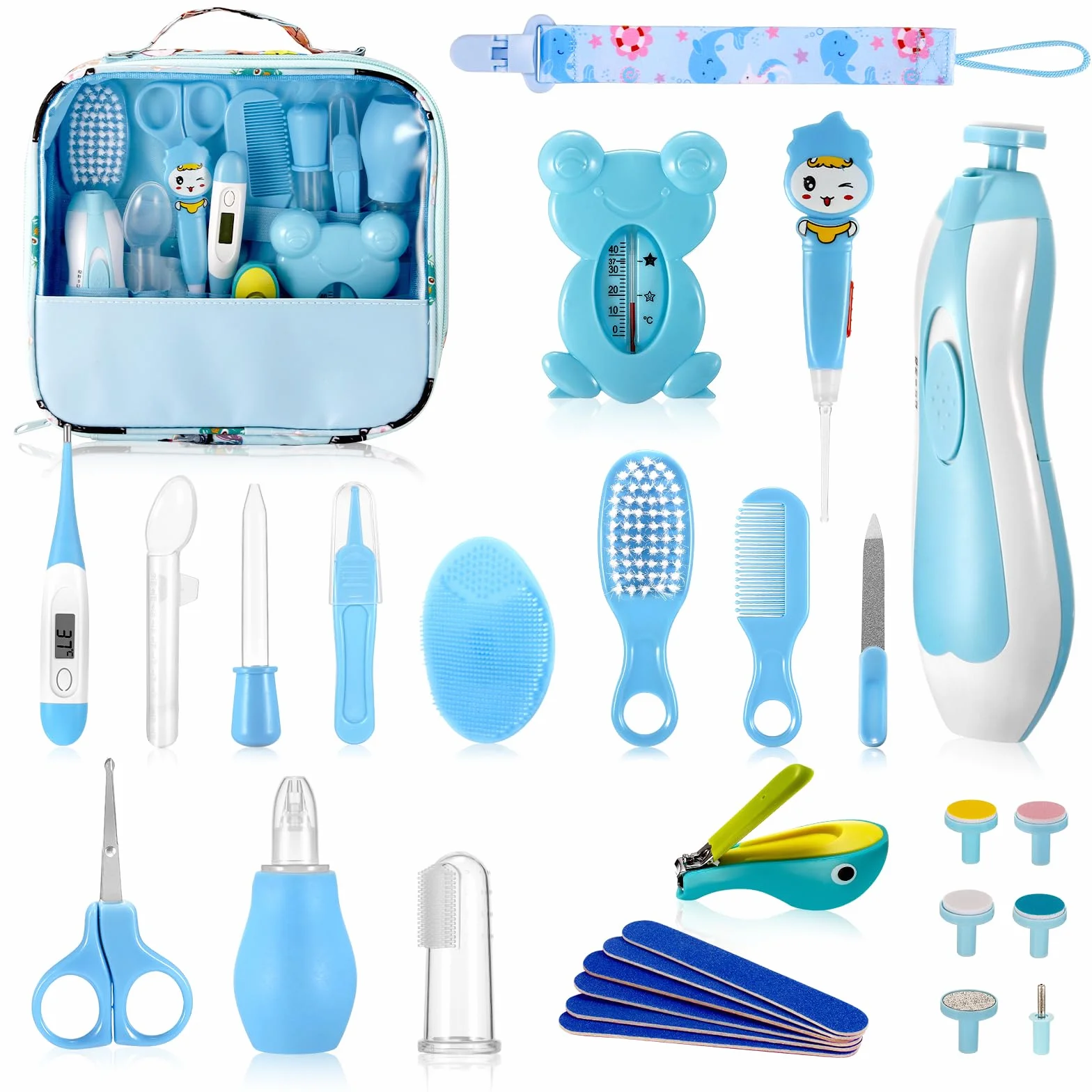 Kit de soins de toilettage pour bébé 28 pièces avec brosse peigne coupe-ongles