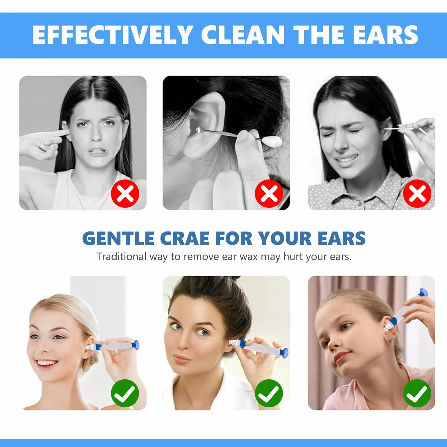 Nettoyeur Oreille Spiral Ear Cleaner Cire D'Oreille Remover Kit 16 Embouts Lavables