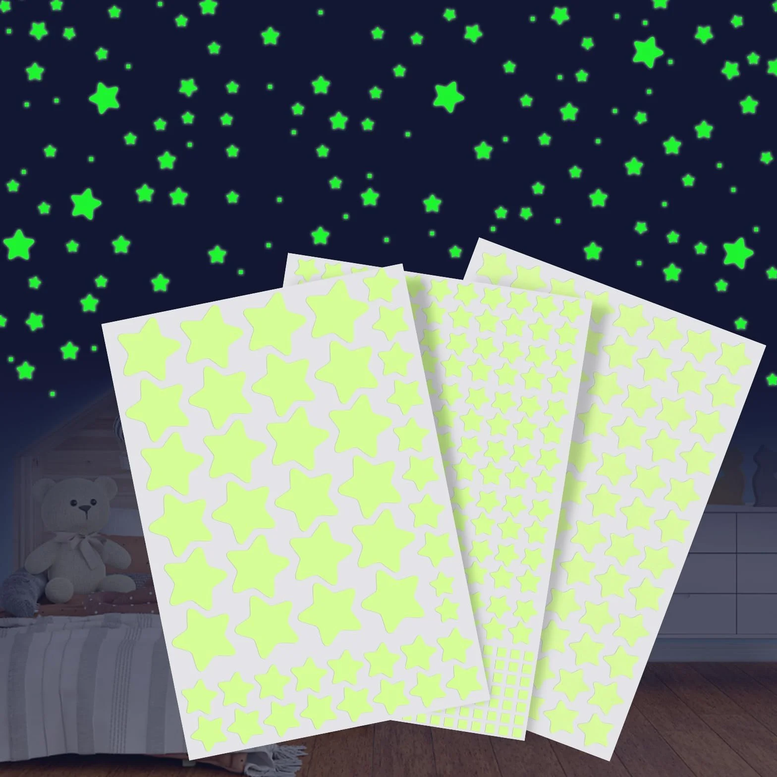 Plafond Etoile Fluorescente 452 pièces Stickers Phosphorescents Ciel Etoilé Décoration Chambre Enfant