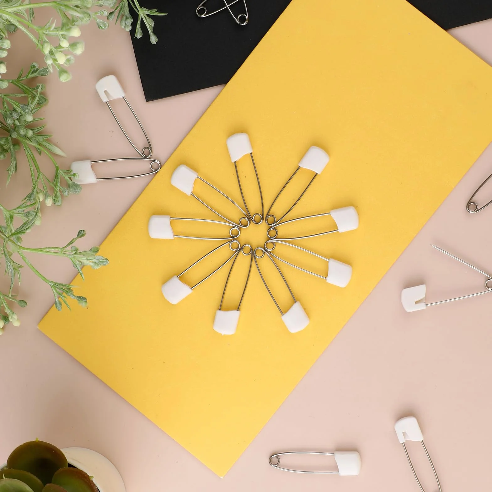 Giantree Lot de 50 épingles à couches 5,5 cm blanches fermeture à verrou sécurité couture