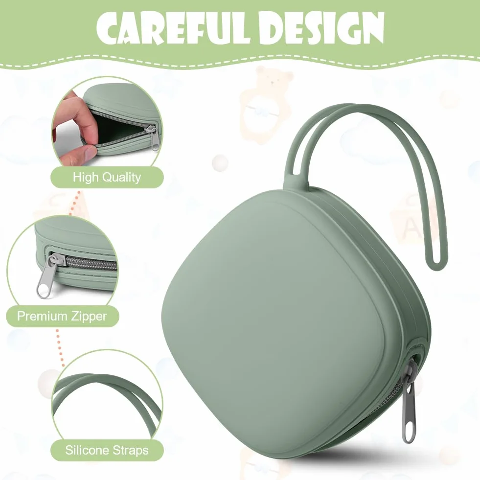 Boite a Sucette Bebe en Silicone Impermeable Sans BPA pour Voyage (Vert)