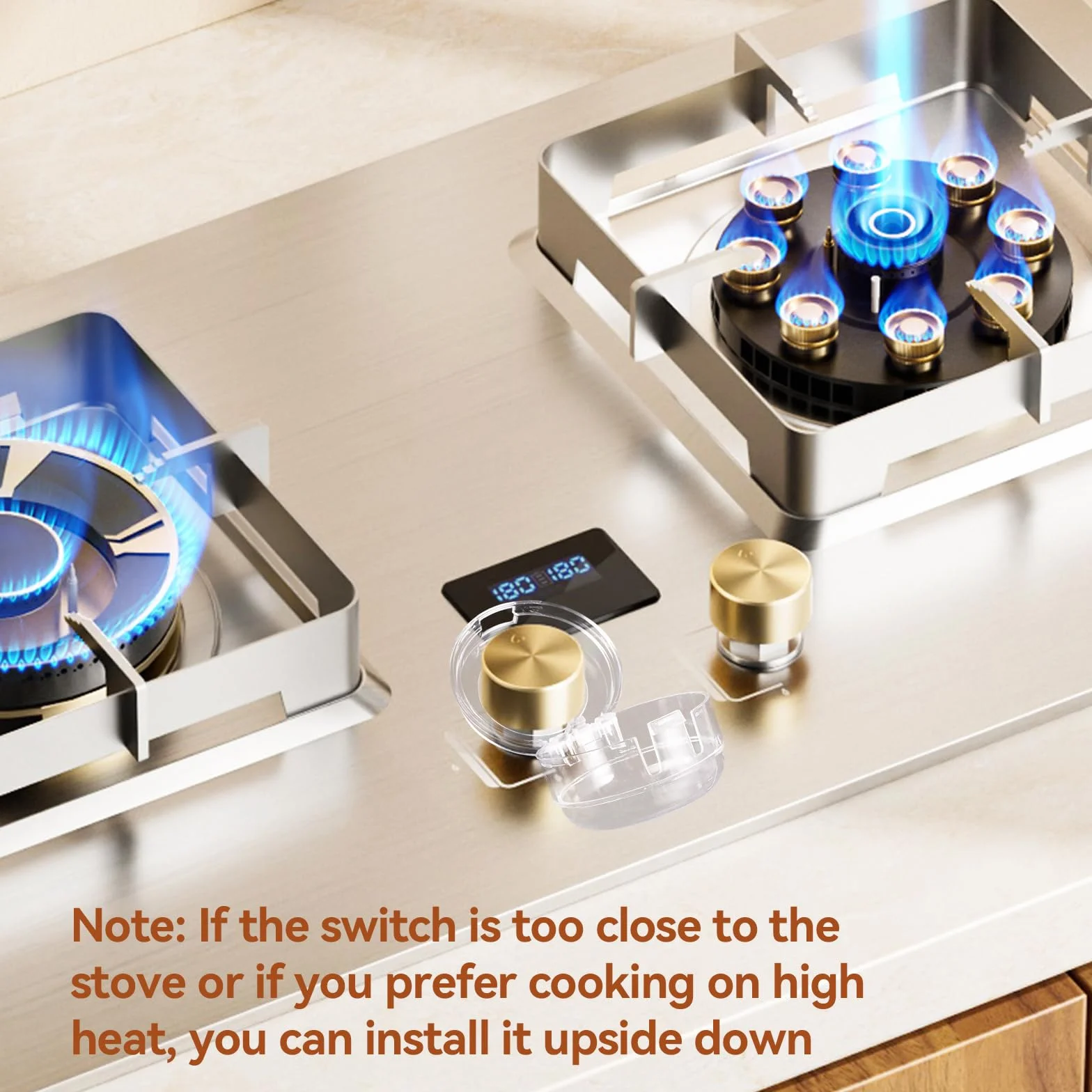 Cache-Boutons de Cuisinière Sécurité Enfant Autocollants Diamètre 4,9 cm Hauteur 4 cm Espacement 6,1 cm
