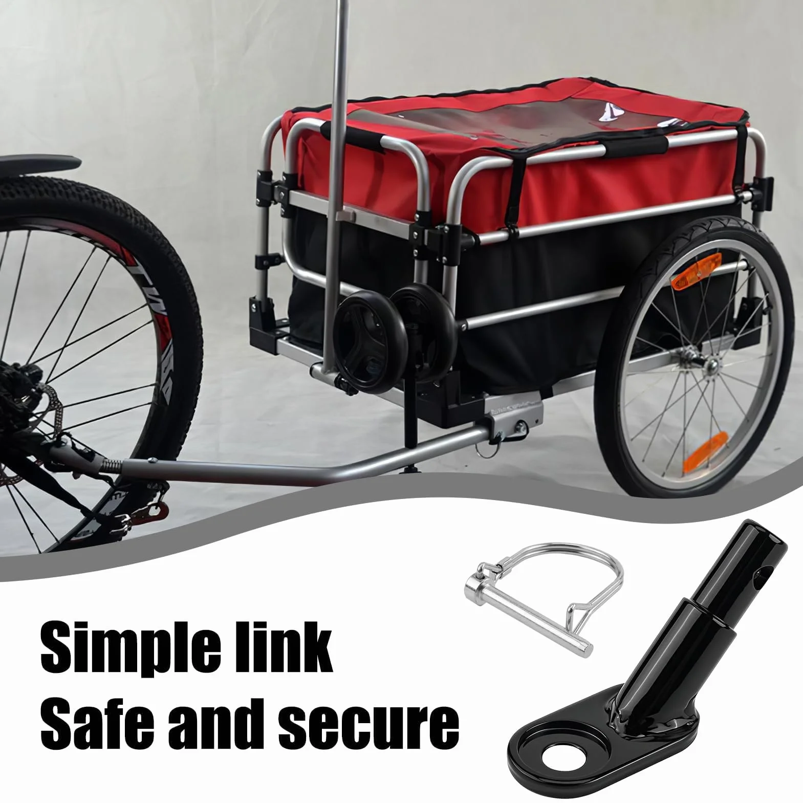 Attache Remorque Vélo Universelle en Acier Alliée avec Goupille de Sécurité, Compatible Enfant ou Chien