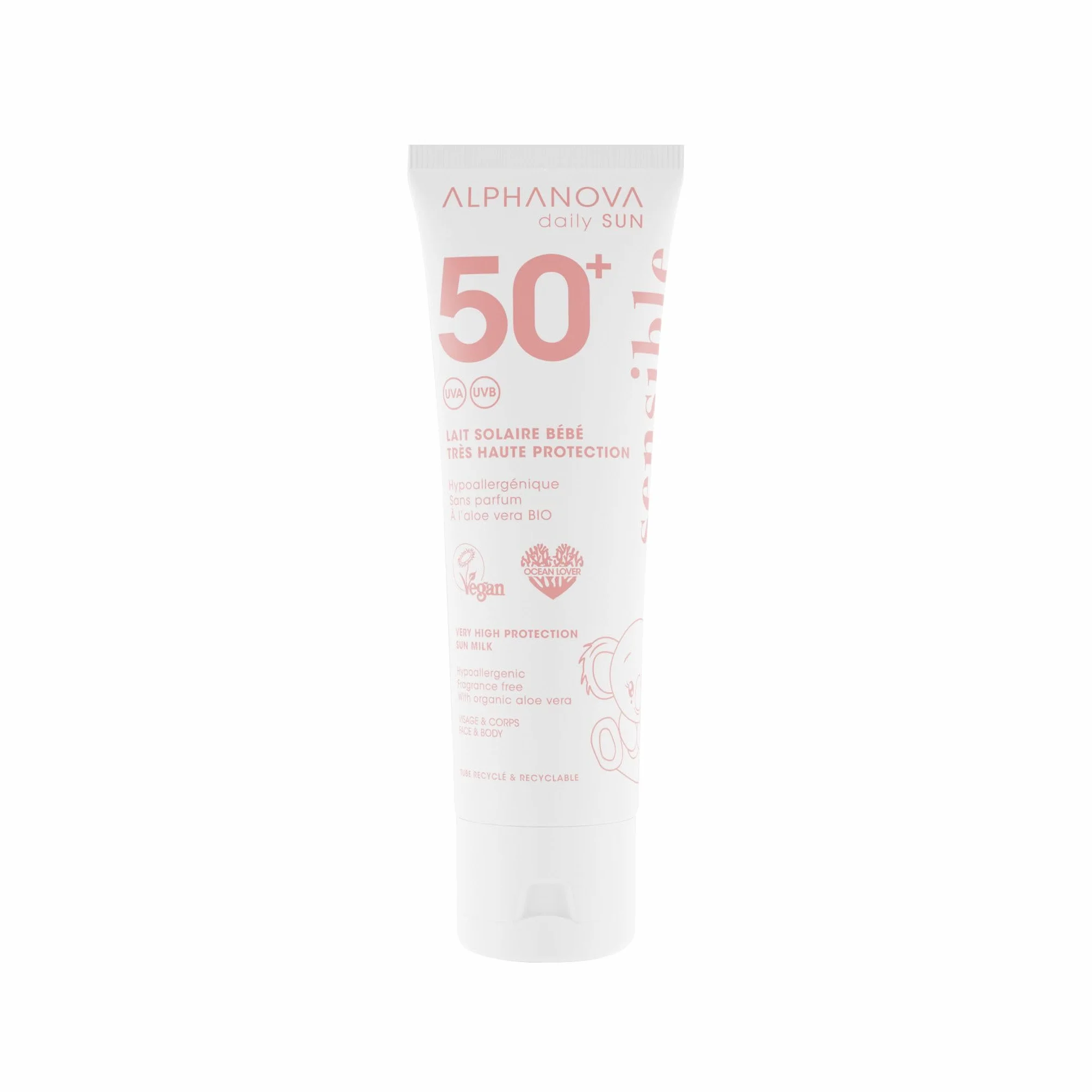 ALPHANOVA Lait Solaire Bébé SPF50+ 50ml Visage Corps Hypoallergénique Peaux Sensibles Sans Parfum