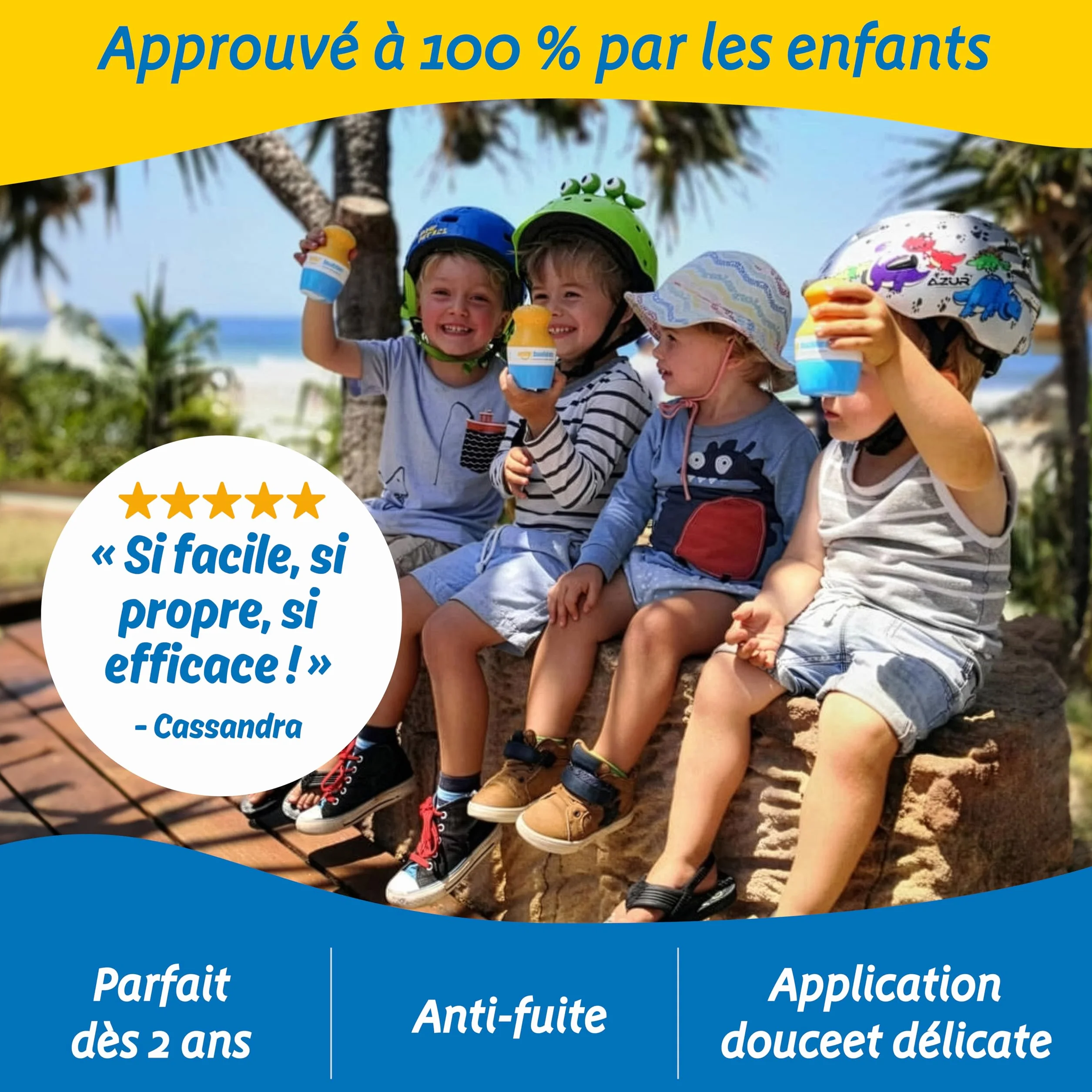 Solar Buddies Applicateur de crème solaire rechargeable à bille avec éponge 100 ml