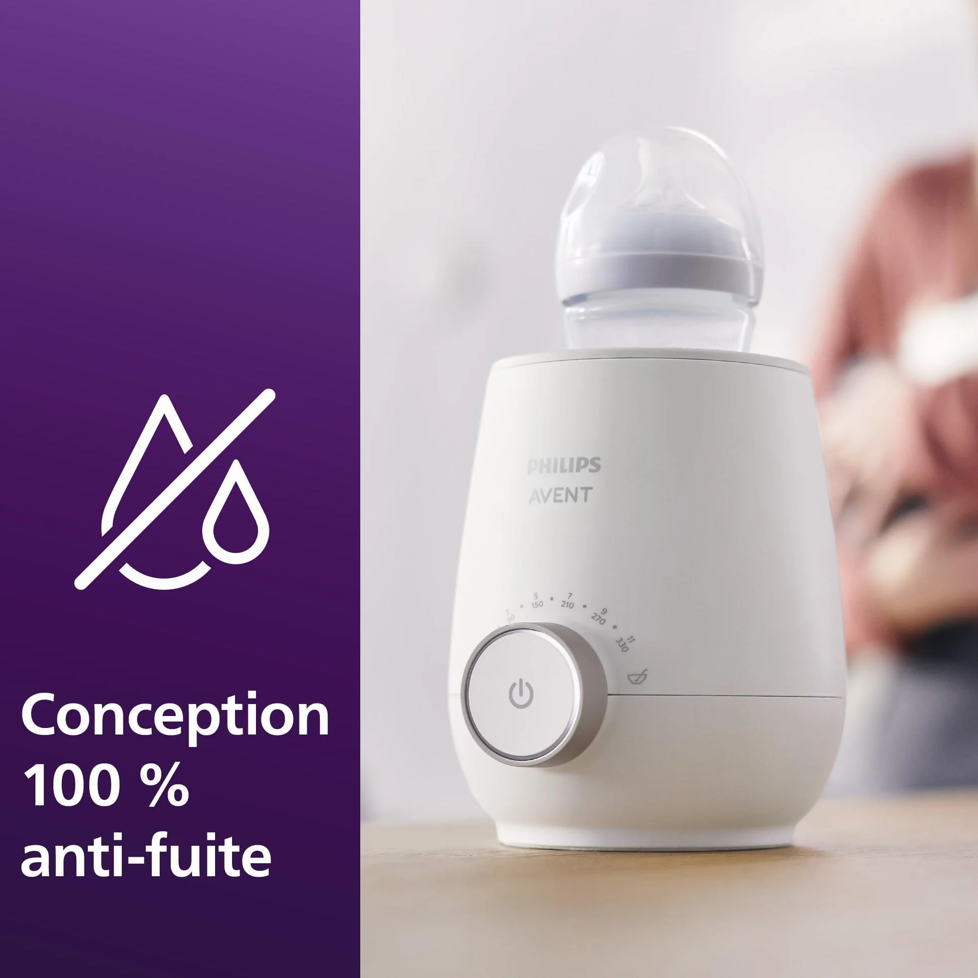 Philips Avent Chauffe-biberon rapide SCF358/00, contrôle intelligent température, chaleur uniforme, arrêt automatique