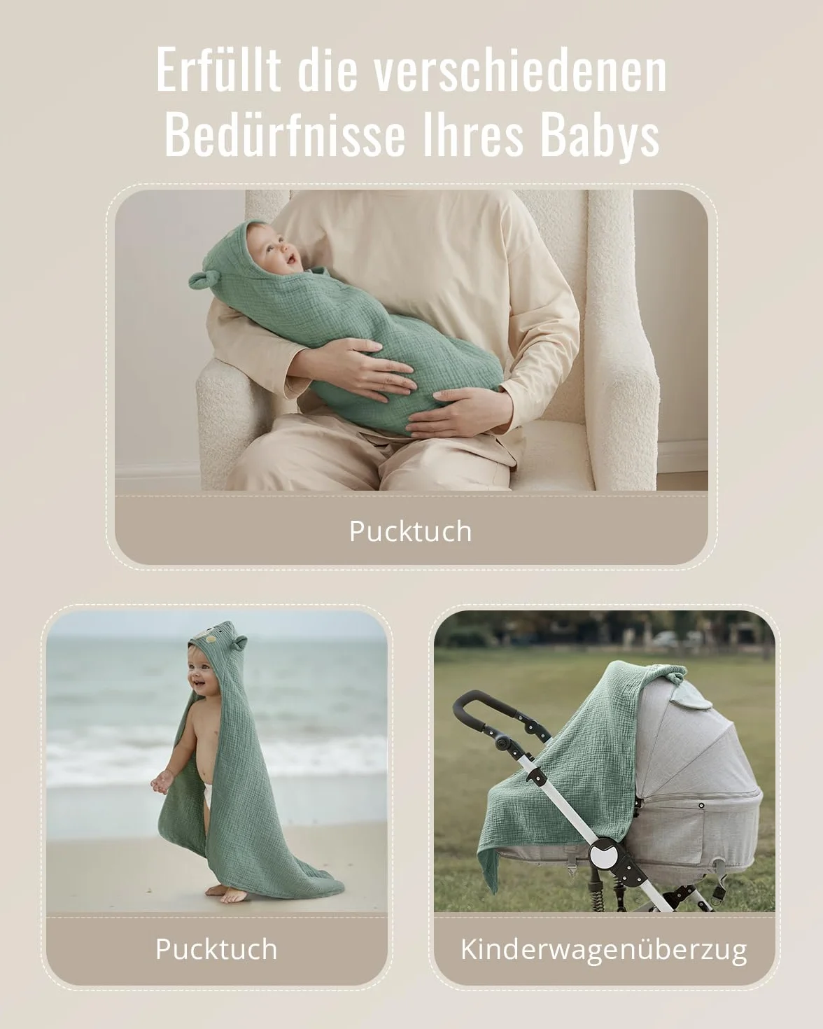 Cape de Bain Bébé en Muslin Blissful Diary 81x81 cm Dinosaure