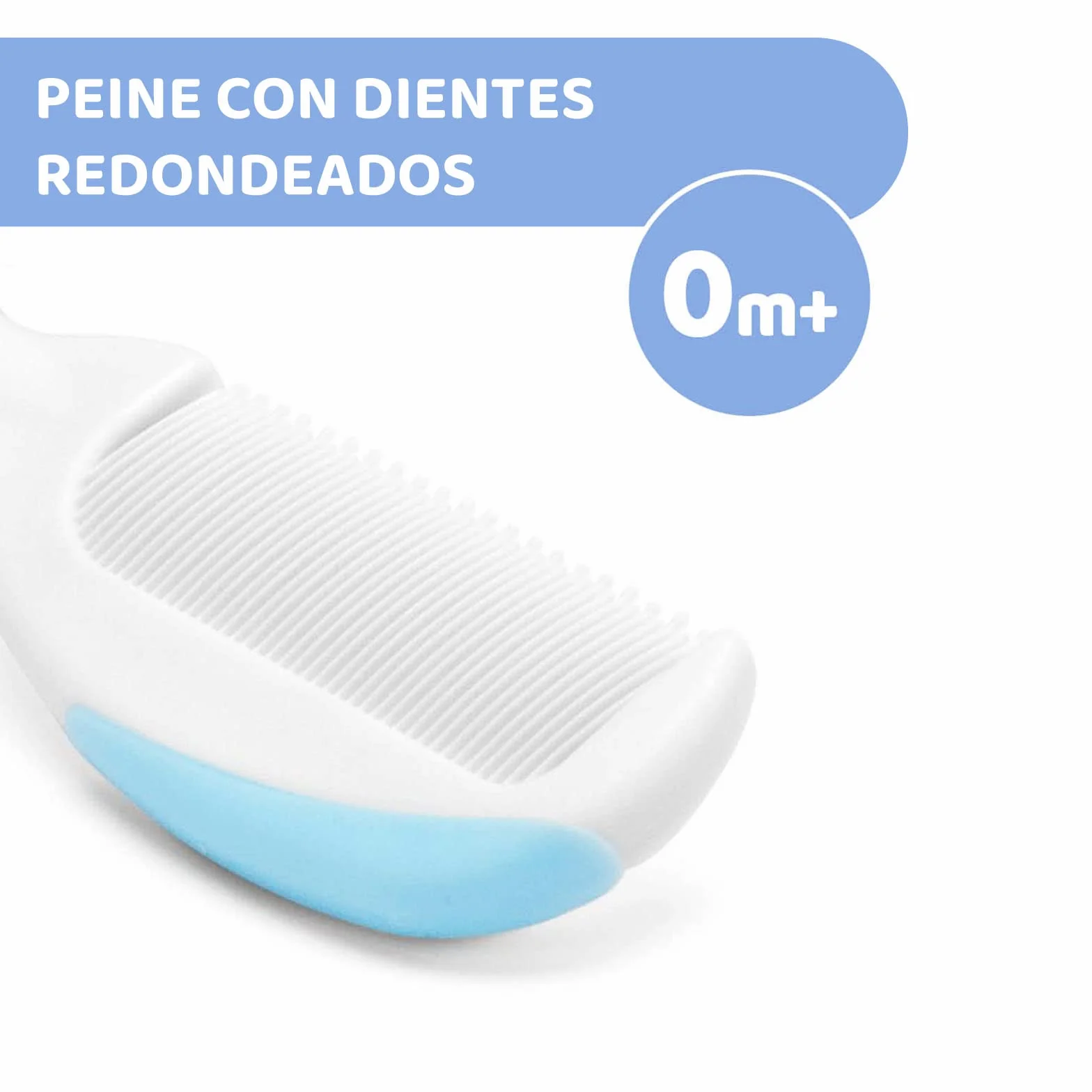 Chicco Ensemble Brosse à Cheveux et Peigne pour Bébé, Poils Naturels Doux, Bouts Arrondis, Antidérapant, Bleu