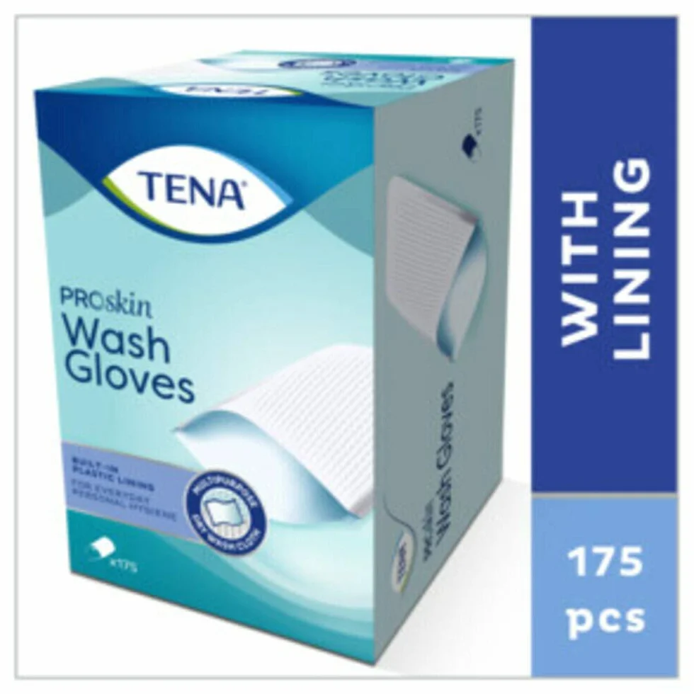 Tena Wash Glove Boîte de 175 gants de toilettes jetables