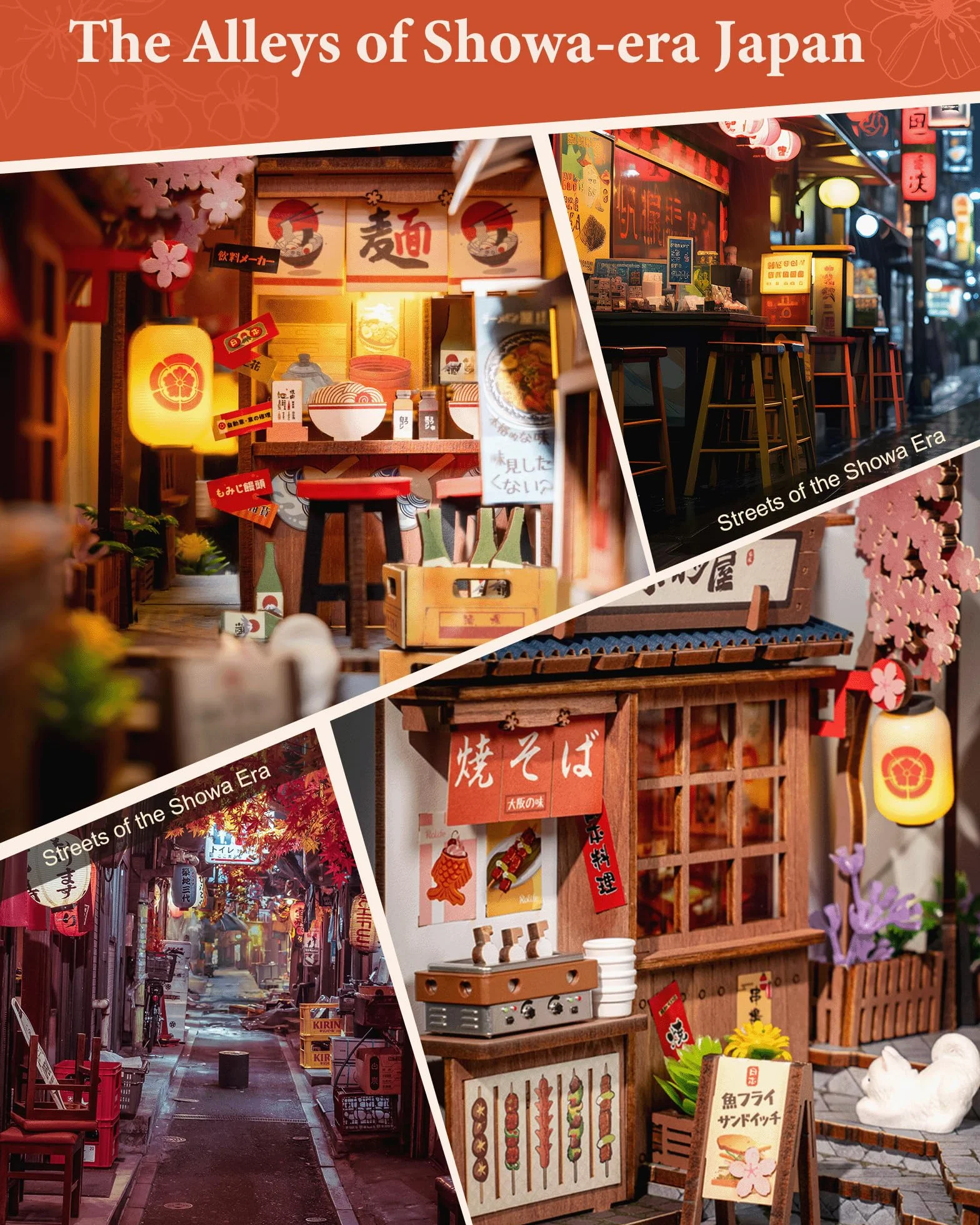 Rolife Book Nook Sakura Wine Alley – Booknook Izakaya Japonais DIY Miniature House 3D Puzzle pour Étagère, Cadeau Anti-Stress