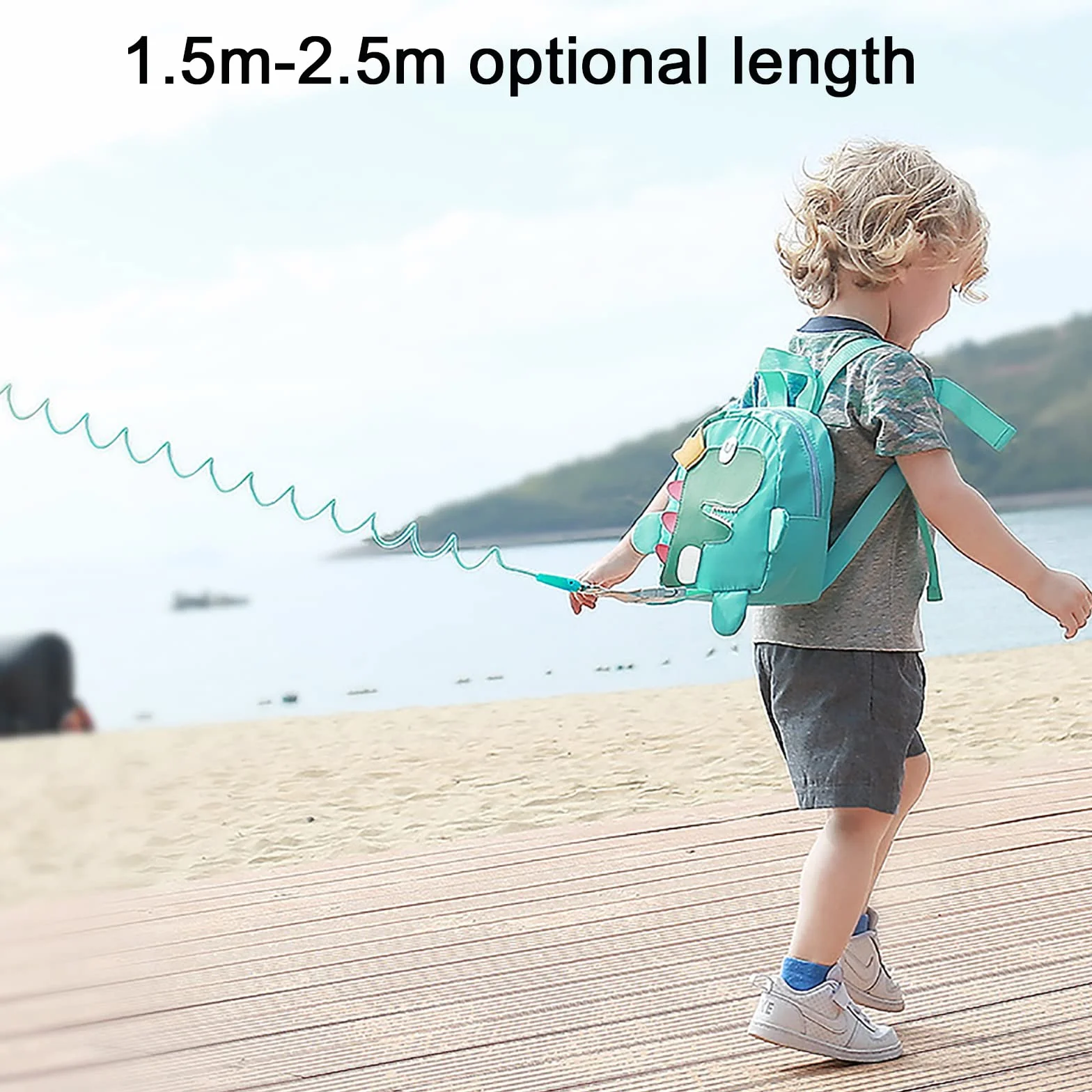 Harnais de Sécurité Enfant Sac à Dos Laisse 2.5M Anti Perdu Poignet Rotation 360° Vert pour 1-3 Ans