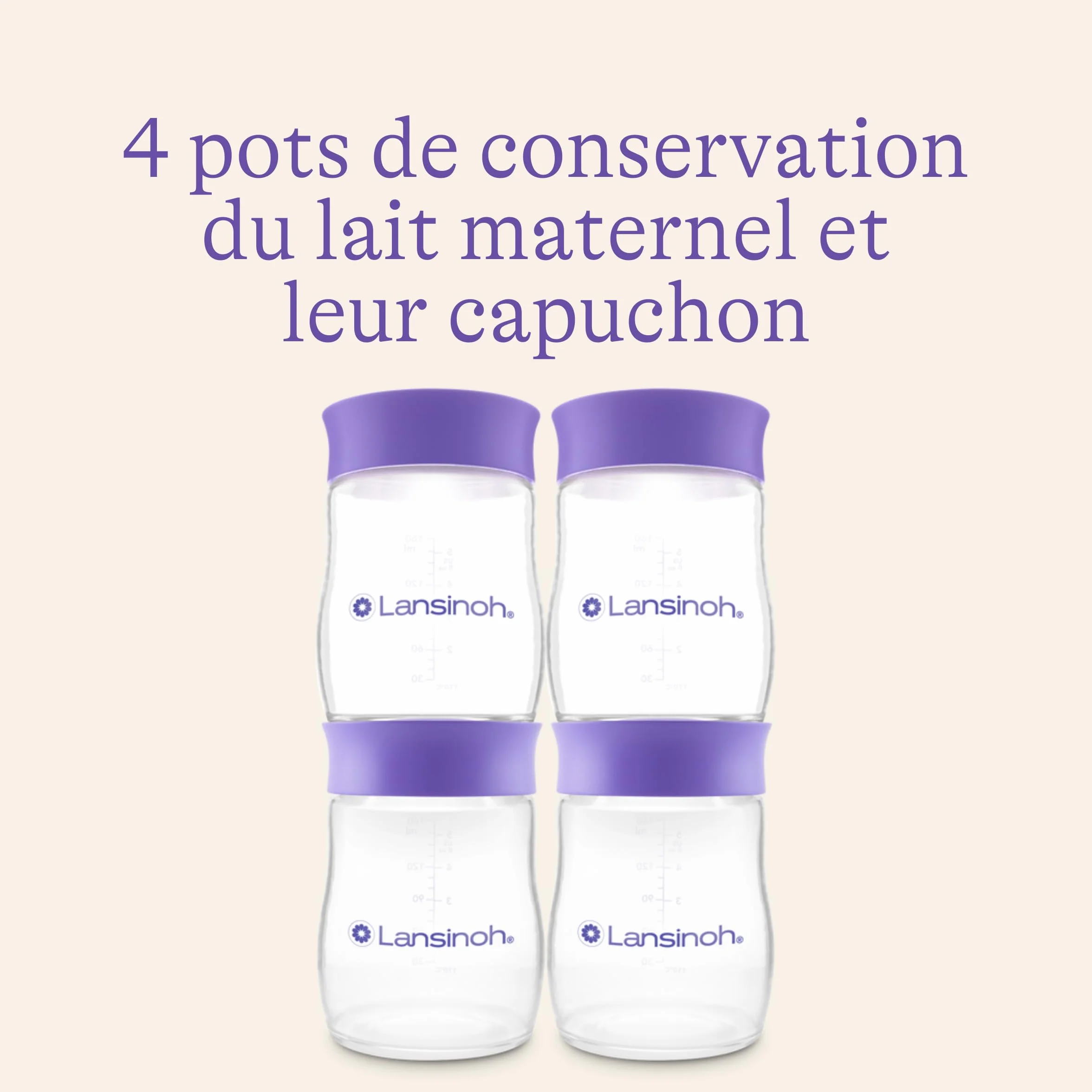 Lansinoh 4x160 Ml Pots de conservation du lait maternel