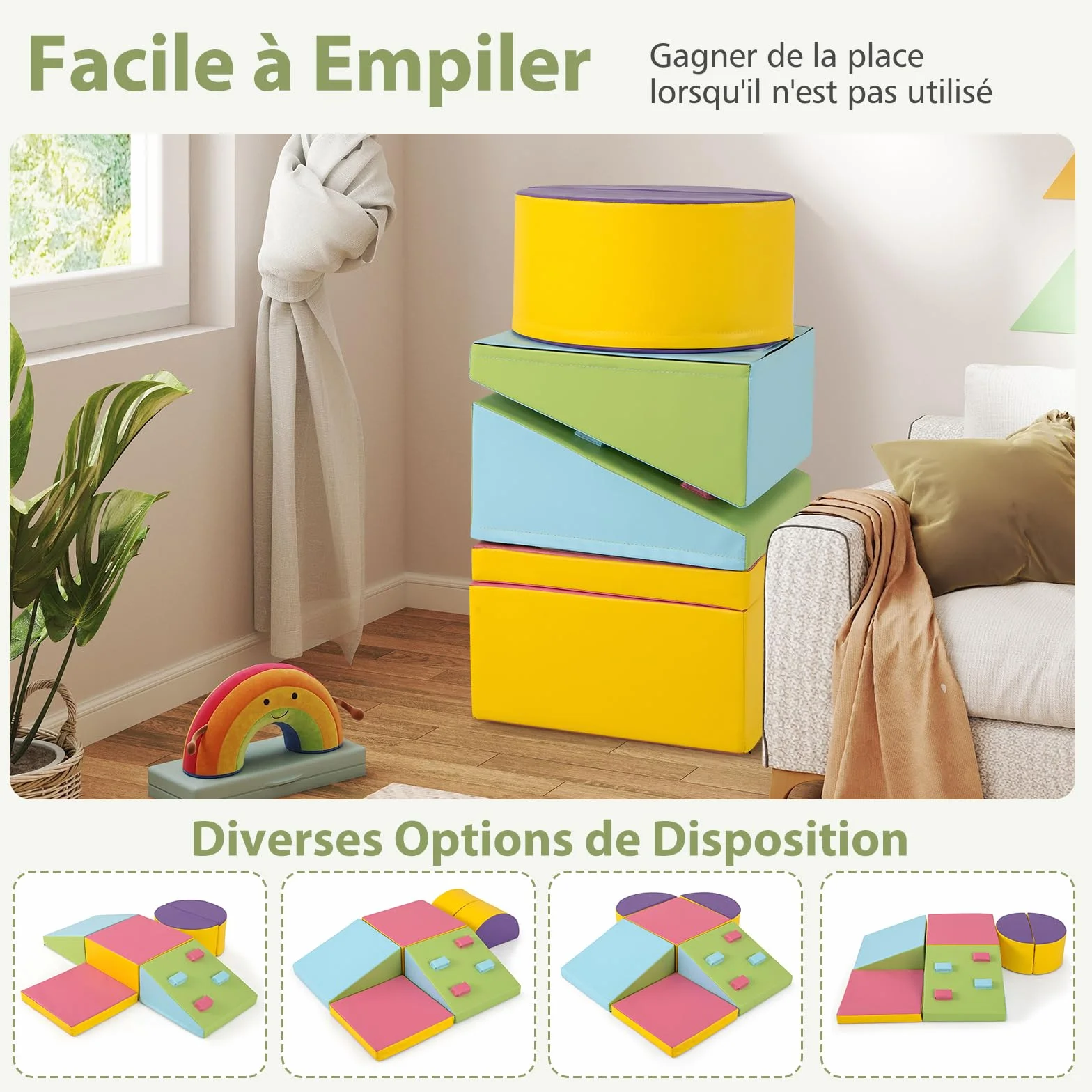 GOPLUS Parcours Motricité Bébé en Mousse EPE, Module Motricité Bébé Différentes Formes & Couleurs, Jouet Montessorri 1 Ans+