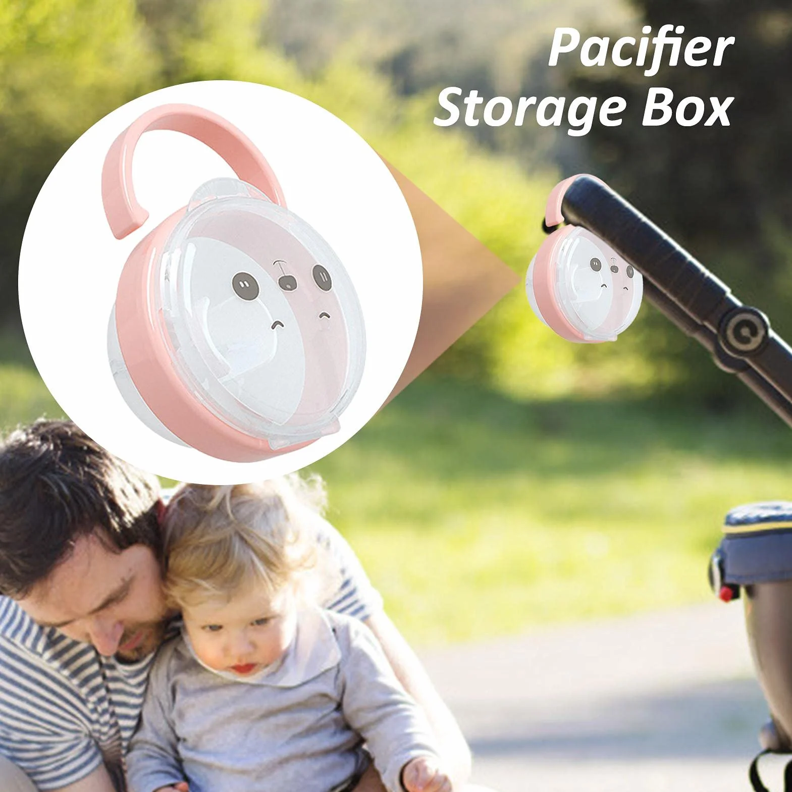 Boîte À Sucette pour Bébés de Rangement Portable, Mignon Tétine avec Poignée, sans BPA Étanche La Poussière, Rose
