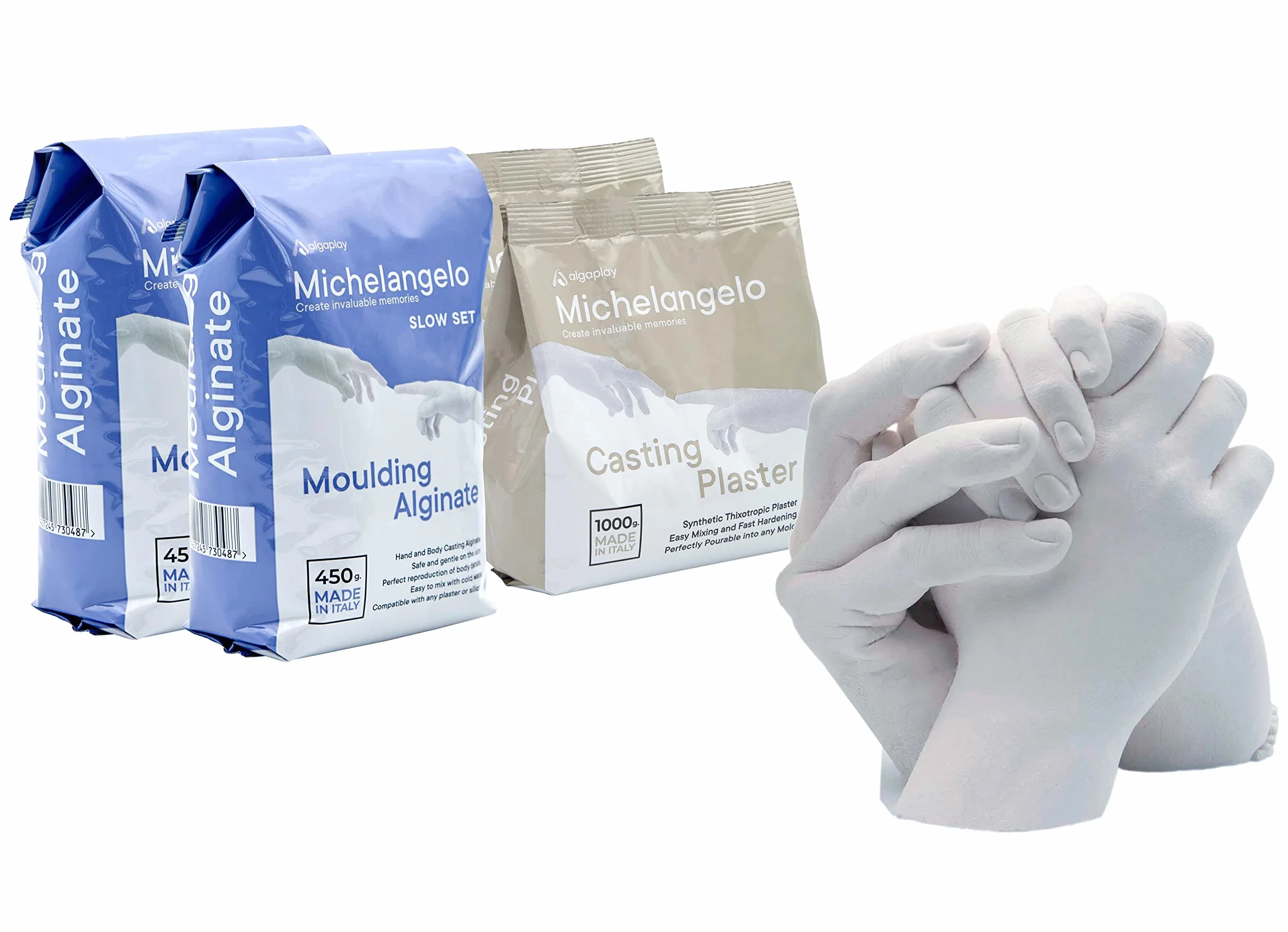Michelangelo Kit Refill matériaux de moulage pour 4 mains adultes enfants