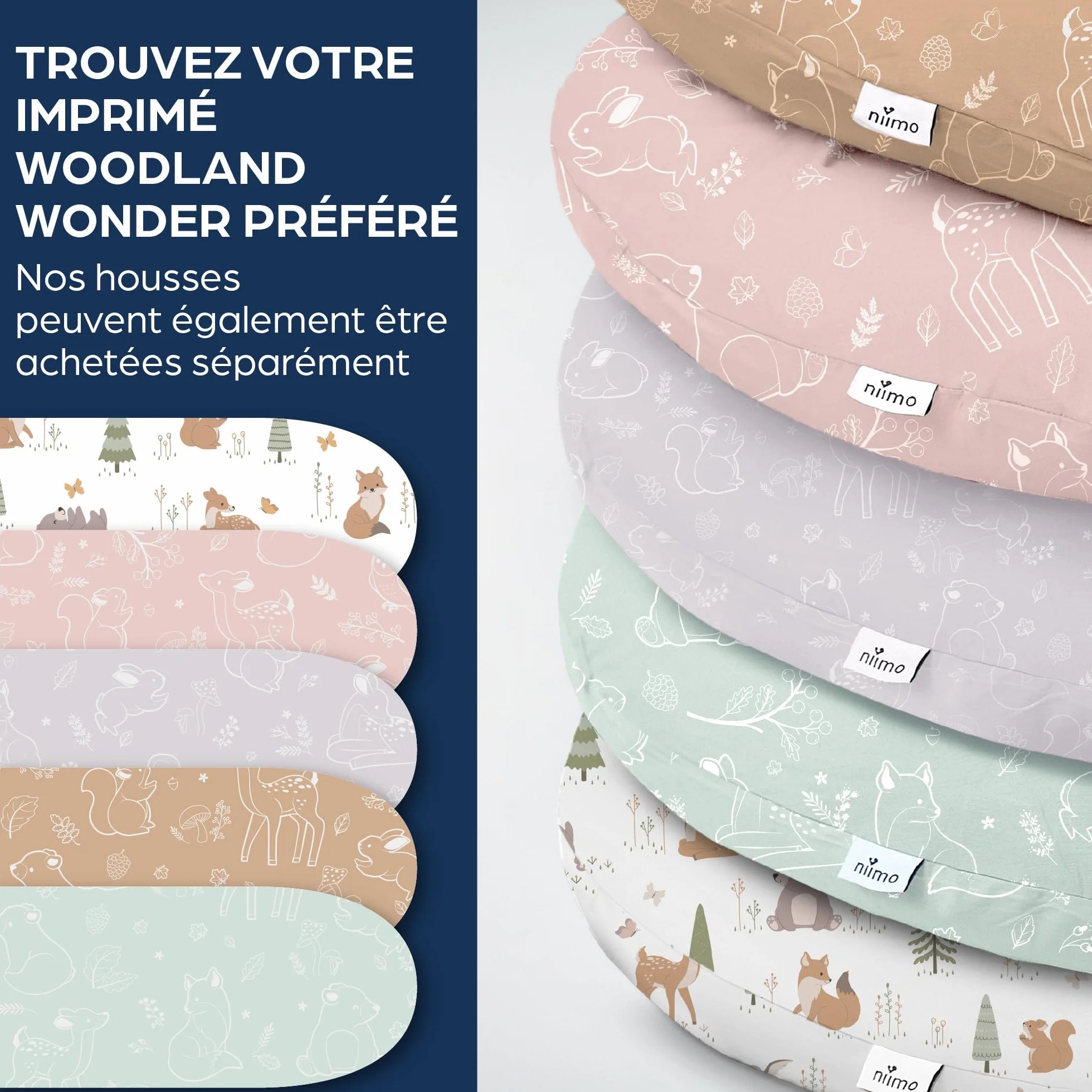 Niimo Coussin de Grossesse et d'allaitement XXL 100% Coton Lavable
