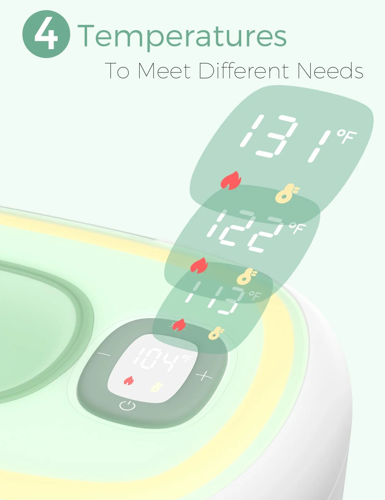 Momcozy Lot de 100 distributeurs de lingettes pour bébé, chauffage rapide 10 min, 4 modes température, design ressort silicone