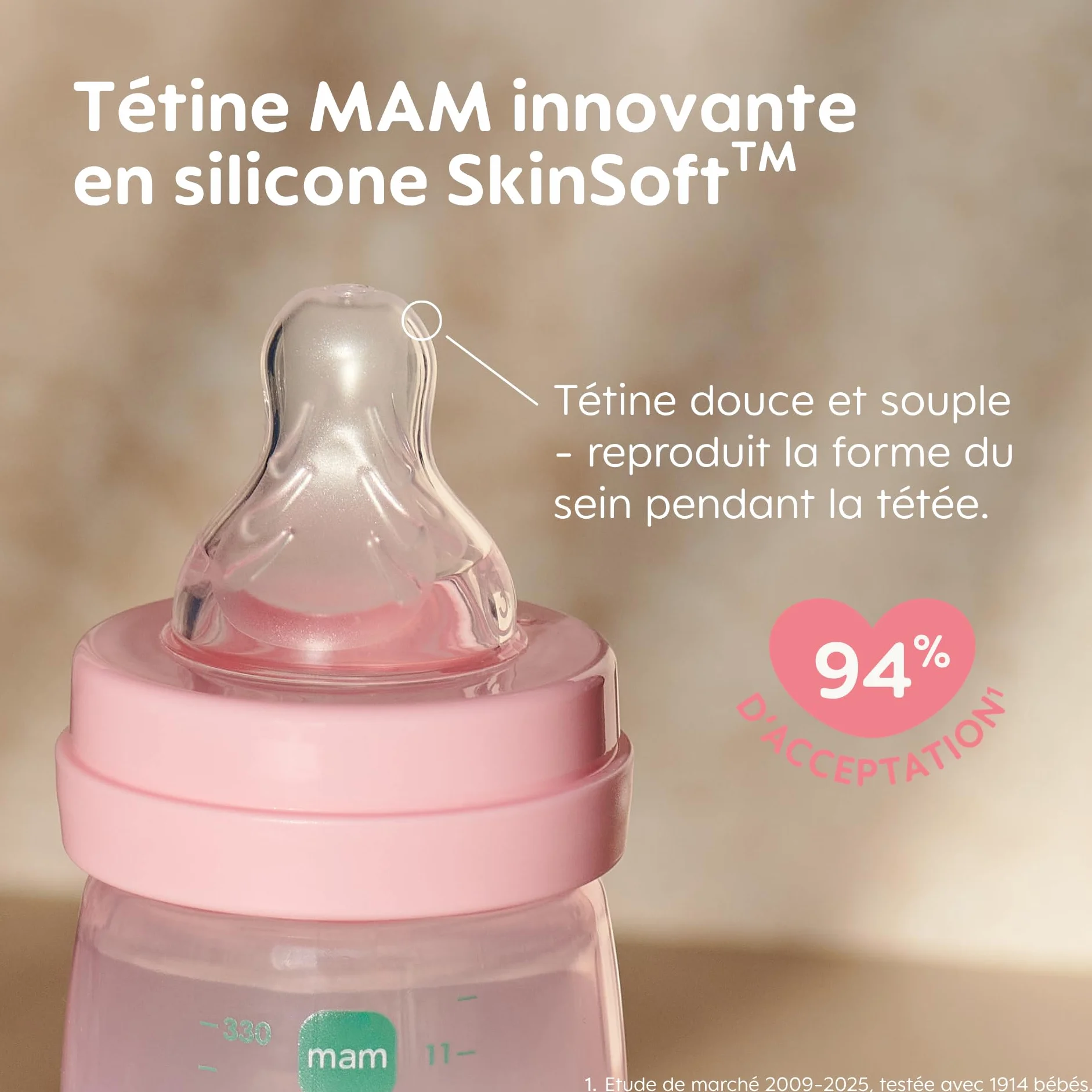 MAM Easy Active 330 ml Tétine Silicone Débit X Vitesse Ultra-Rapide Bébé 6 Mois et Plus Baies