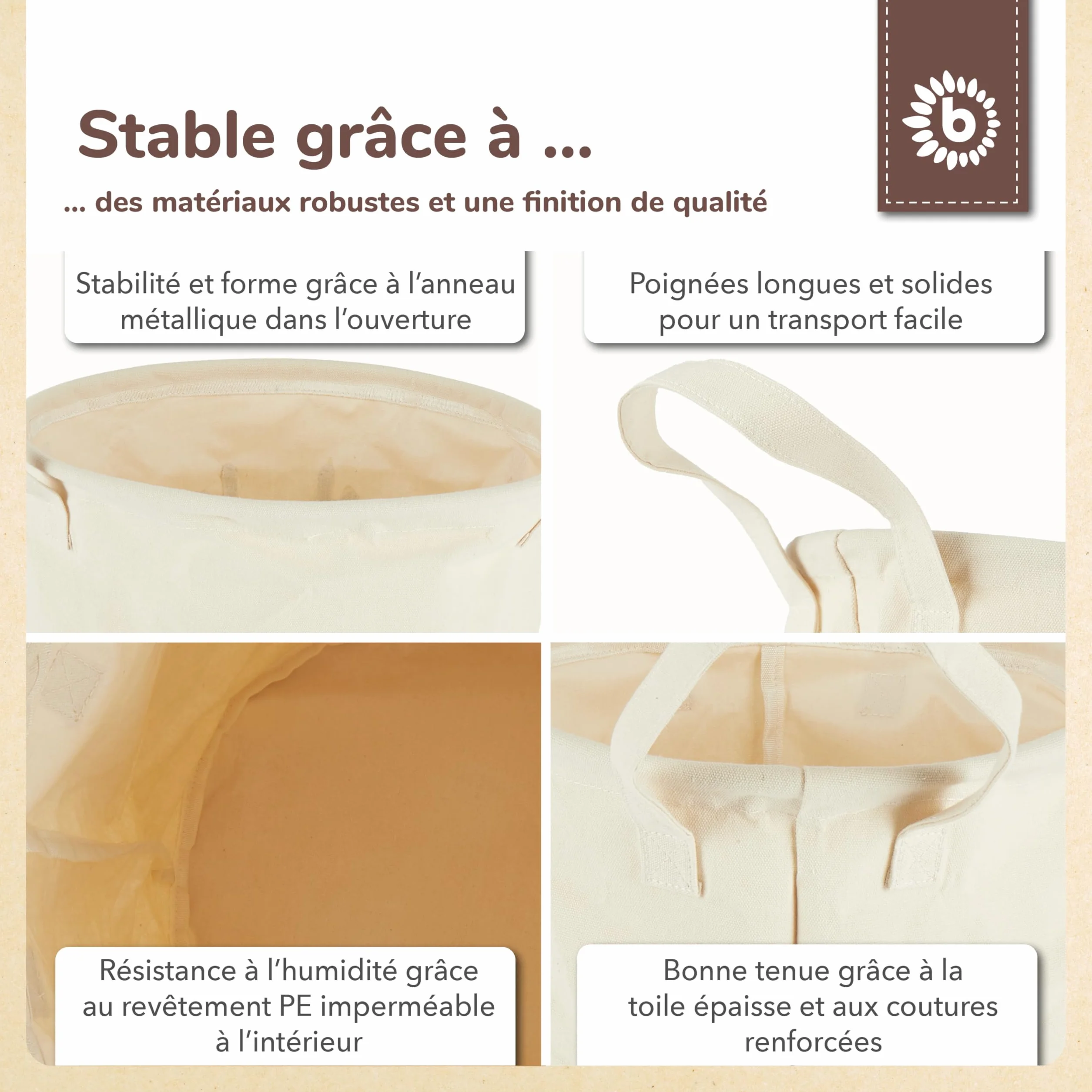 Bieco Panier à linge bébé hérisson grand rangement coton imperméable pour enfants