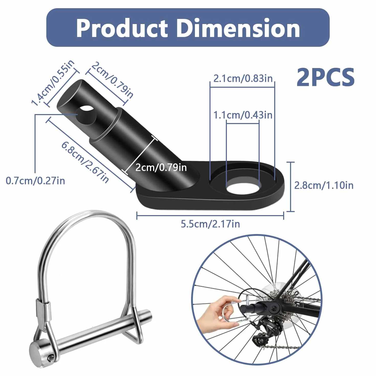 Connecteur de remorque de vélo 2 pièces, pour attelage de remorque enfant et chien