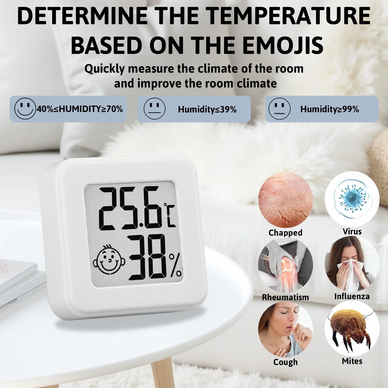 Thermomètre Hygromètre Intérieur Numérique Lot de 6, Mini Thermomètre Digital Haute Précision, Moniteur Température Humidité