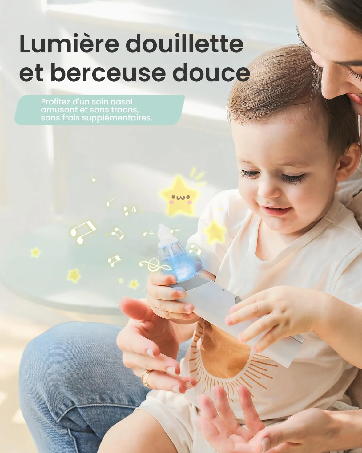 GROWNSY Aspirateur Nasal Bébé Électrique, Forte Aspiration, 3 Niveaux, Rechargeable USB, pour Nouveau-nés