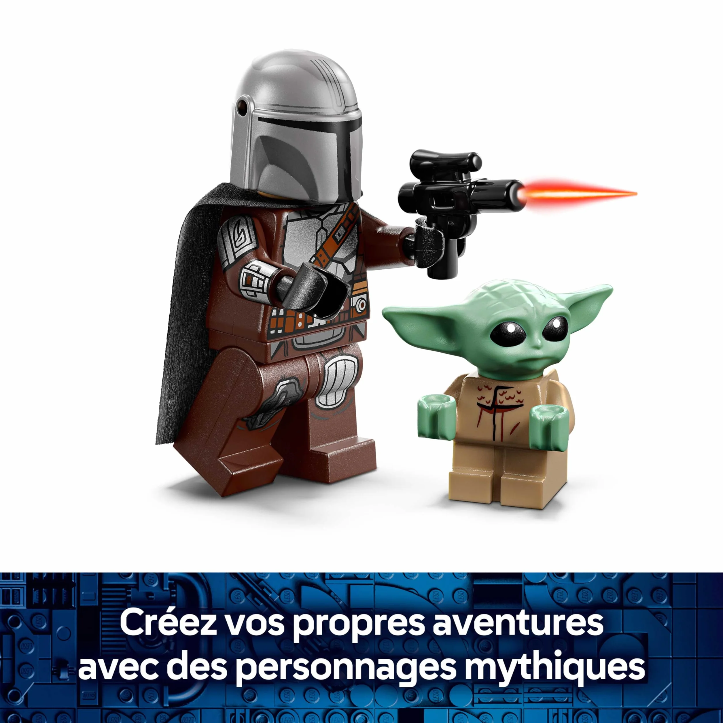 LEGO Star Wars 75436 Speeder Bike du Mandalorien et Grogu Jouet de Construction Figurine Grogu Minifigurine Din Djarin Blaster