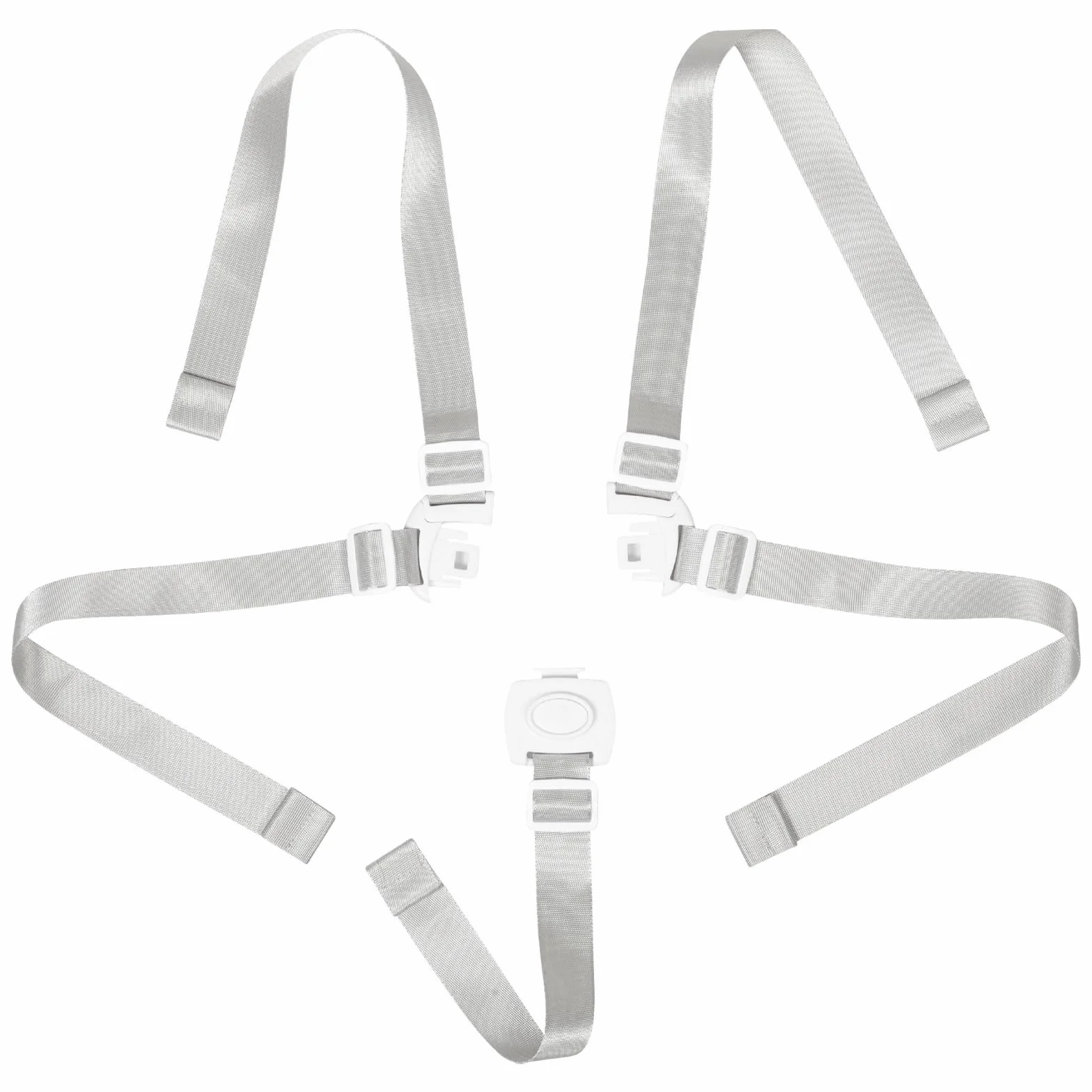 Harnais de Sécurité 5 Points Blanc pour Chaise Haute et Poussette, Sangles Réglables, Accessoire Bébé