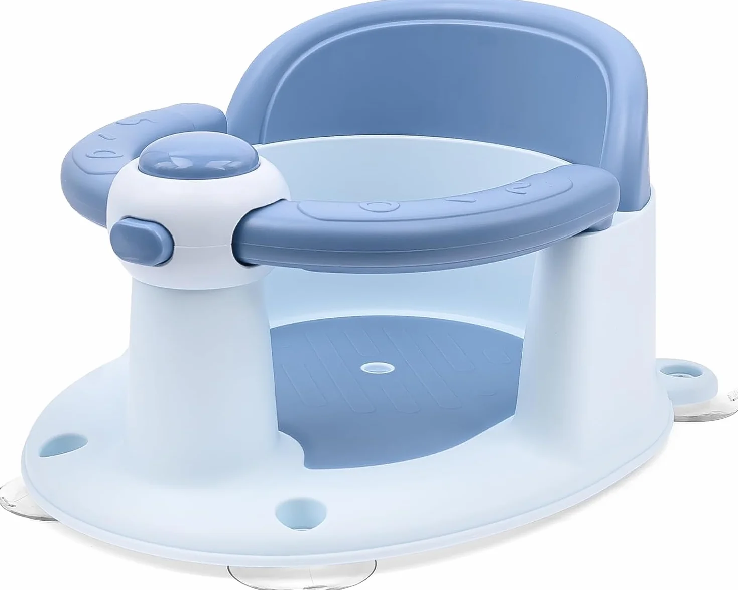 Siège de Bain pour Bébé 6-36 Mois avec Coussin Antidérapant et 4 Ventouses (Bleu)