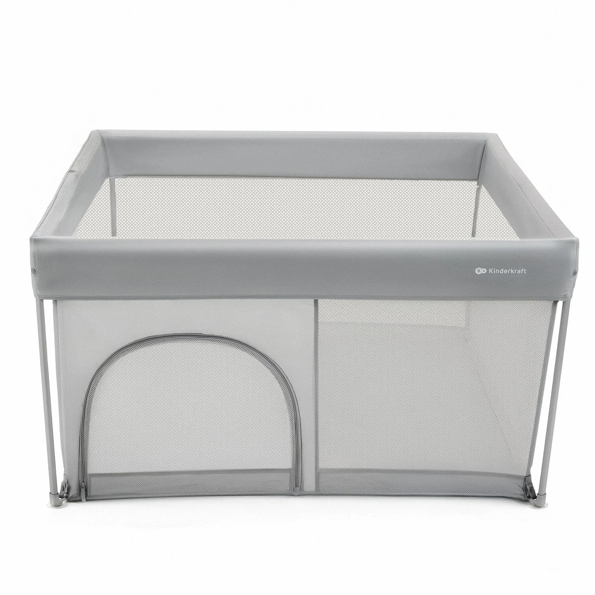 Kinderkraft ZIKI Parc bébé pliable, jusqu'à 4 ans, cadre acier, gris