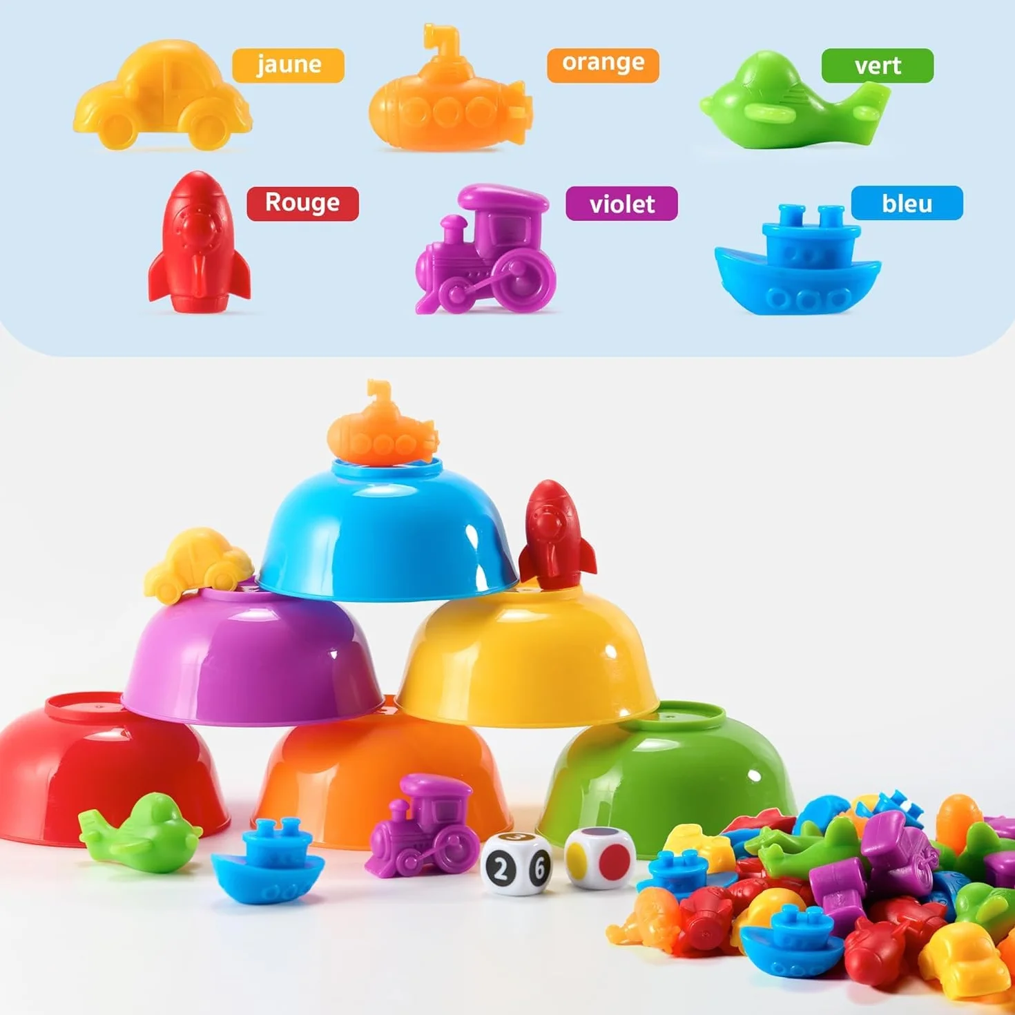 Jeu Éducatif Montessori 47 Pièces Comptage Tri Motricité 2-6 Ans sans BPA Apprentissage Formes