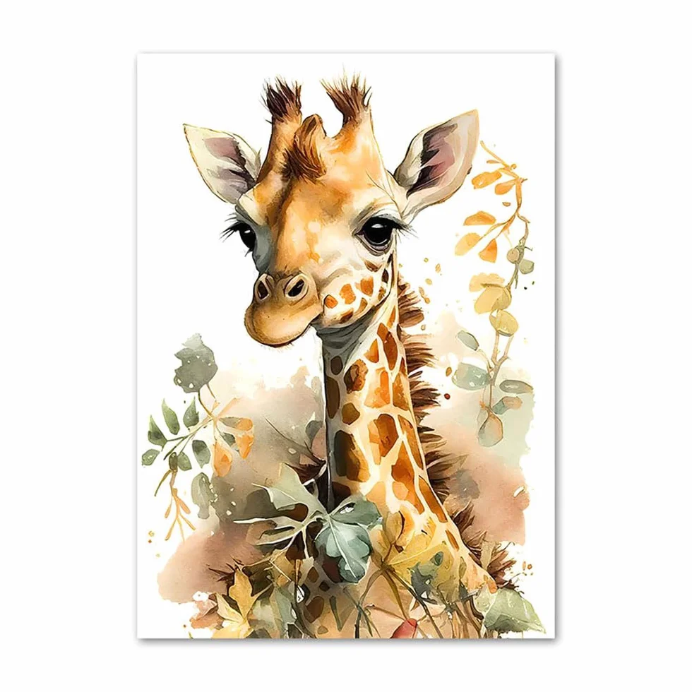 Affiches Animaux Jungle Tableau Savane Bebe Garcon Decoration Chambre Enfant Lion Girafe Poster 30x40 Toile Boho sans Cadre