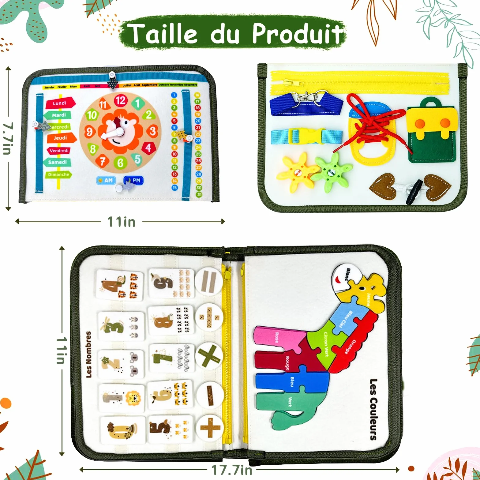 Française Busy Board Montessori 3 Ans 8 en 1 Jouets Éducatifs d'Activité Développement Cadeau Enfant Garçon Fille 3-5 Ans