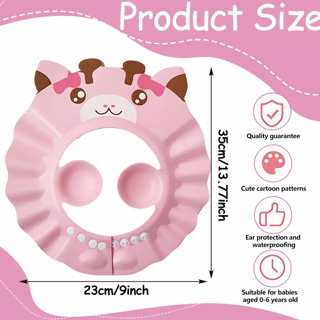 Bonnet de Douche pour Bébé – Casquette de Protection Solaire Ajustable pour Enfants, Bonnet de Bain (Rose)