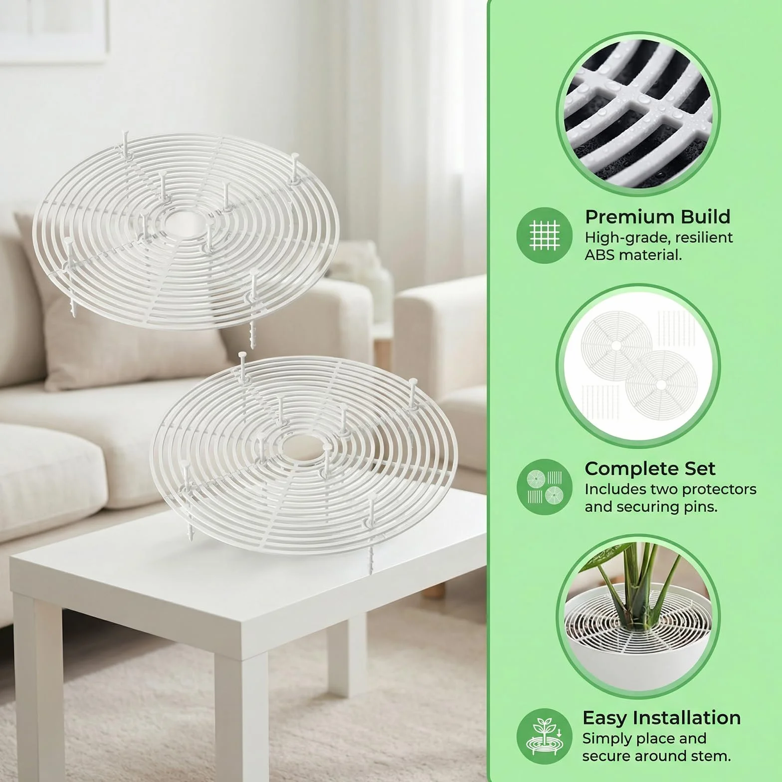 Grilles de Protection pour Pots de Plantes 30 cm, Cache-Pot Découpable Plastique - Protège Plantes Contre Chats et Enfants, Blanc