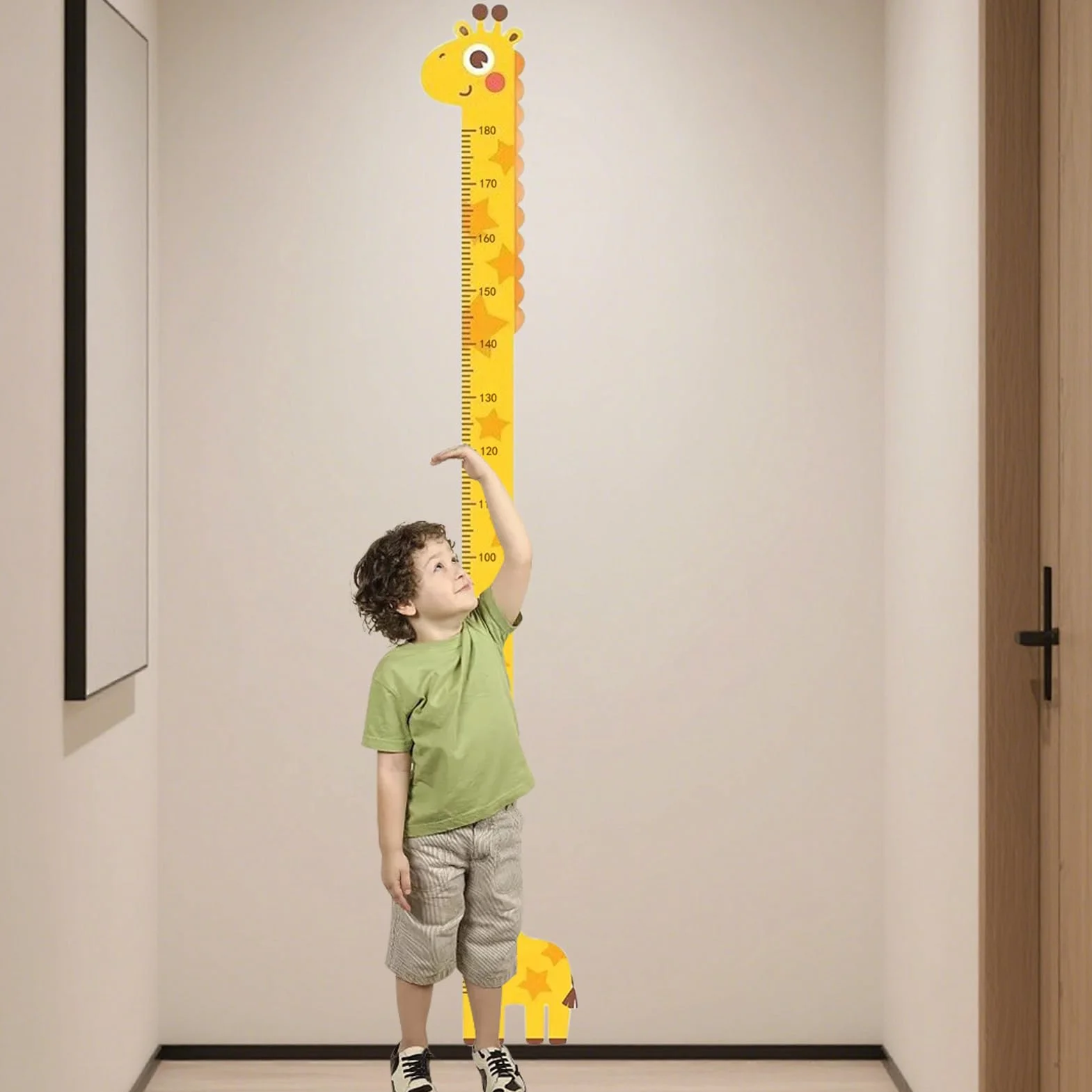 Tableau de Mesure de Croissance Autocollant 194 cm pour Chambre Bébé avec Animaux