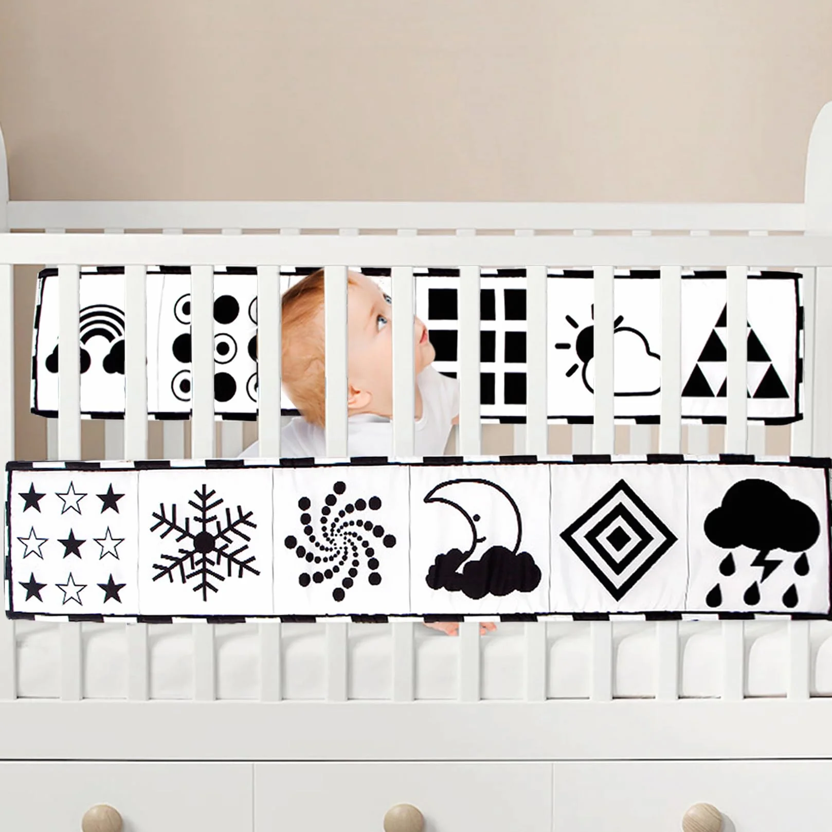 Livre Sensoriel Bébé Noir et Blanc Jeux Eveil Jouets 0-3-6 Mois Nouveau-né