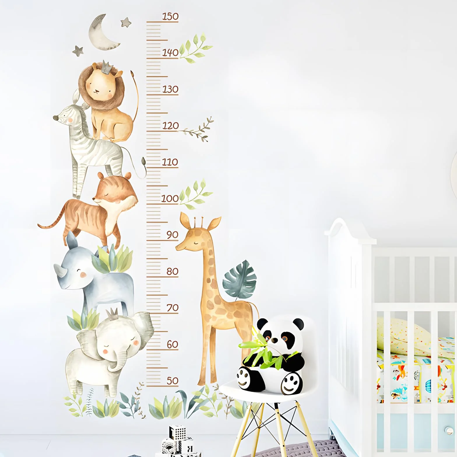 Sticker mural toise de mesure enfants 50-150 cm animaux forêt