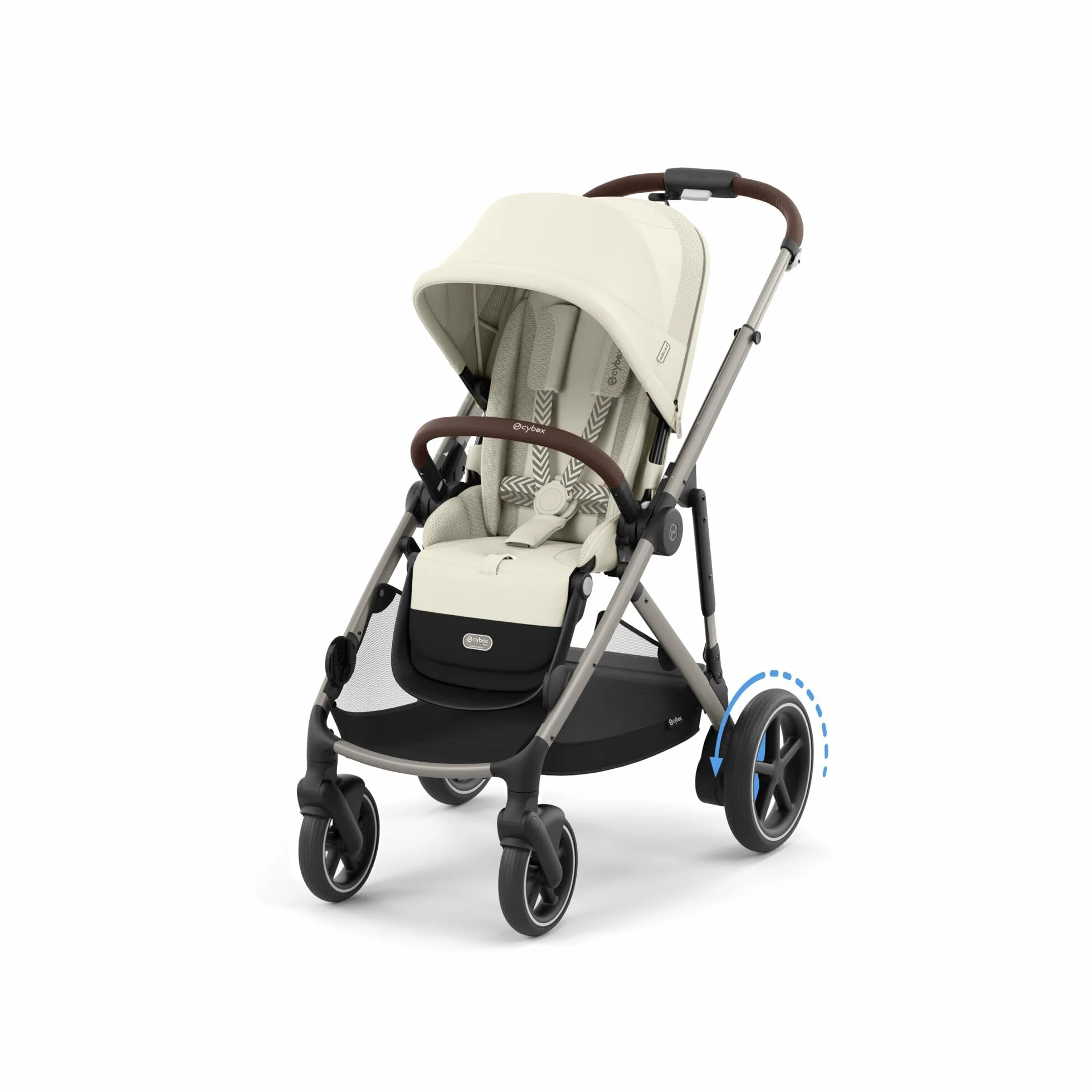 CYBEX Poussette Gold e-GAZELLE S, de la naissance à 4 ans, max. 22 kg, système tout-en-1 avec propulsion électrique, Beige coquillage