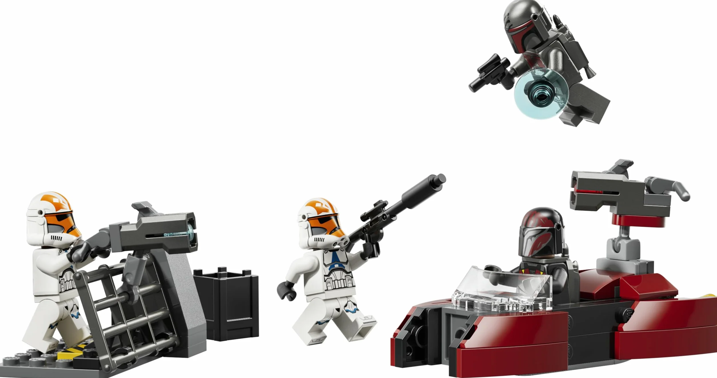 LEGO Star Wars 75449 Pack de Combat Le Siège de Mandalore - Jouet d'action avec Minifigurines de 2 Mandaloriens & 2 Clone Troopers - Speeder & Pistolets Blasters - Cadeau pour Garçon dès 6 Ans
