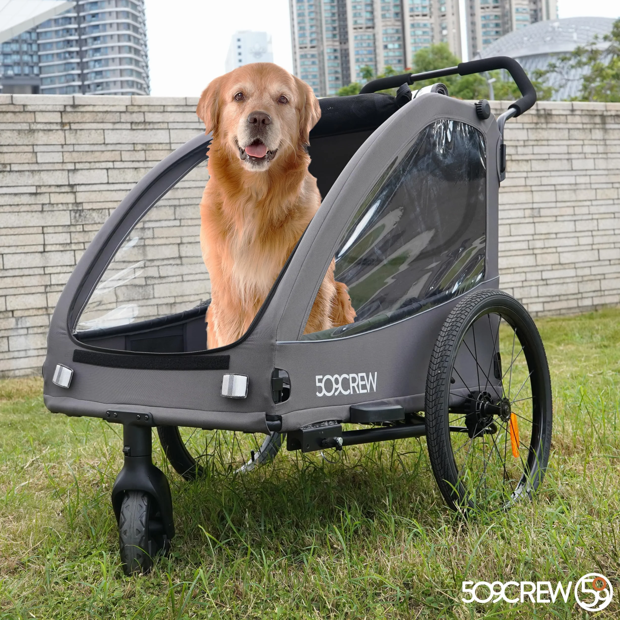 509 Trailer II Multi Use Bicycle Trailer for Kids Pet Cargo Convertible 3-Wheel Push Wagon Max Load 50kg Raincover