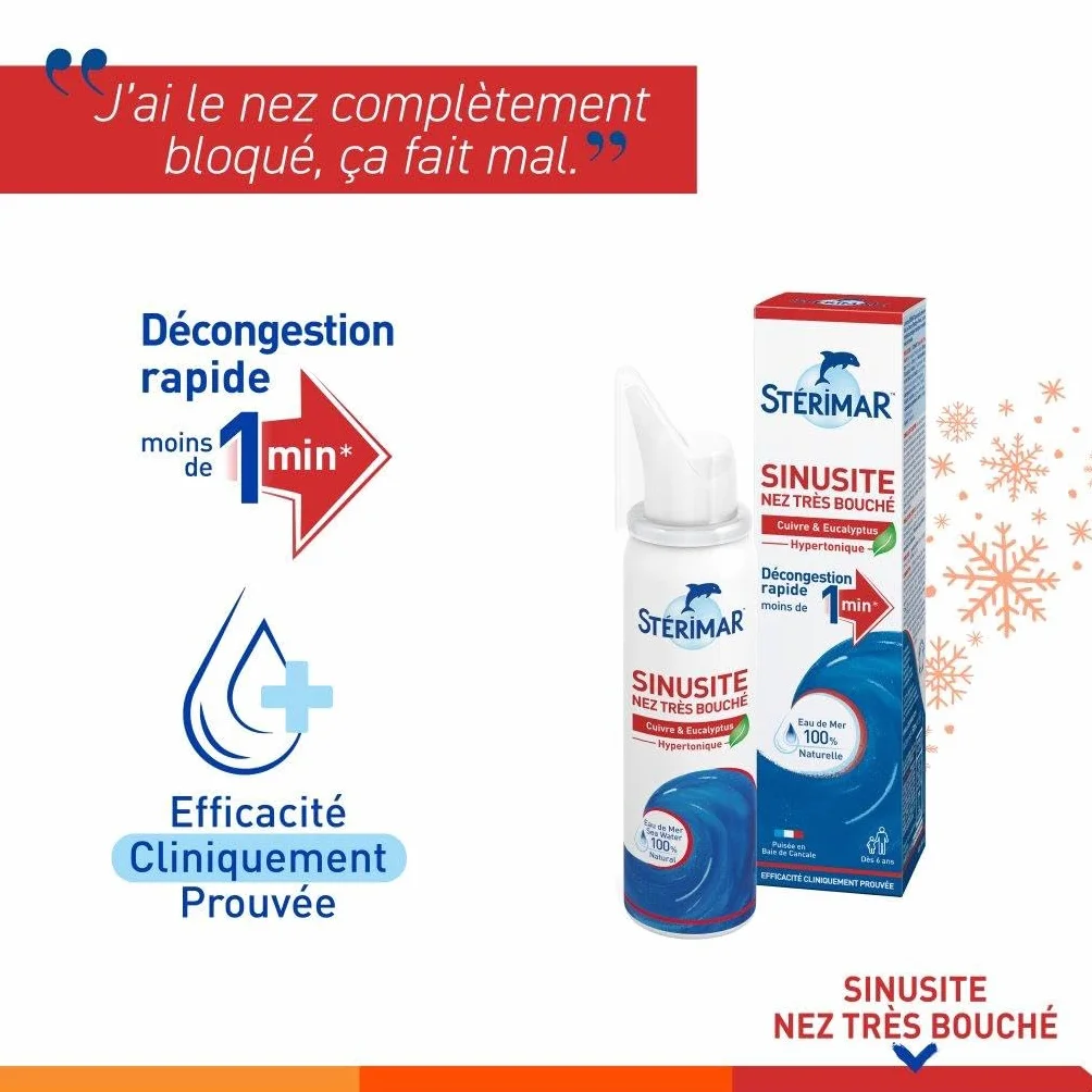 Stérimar Spray Nasal Sinusite Eau de Mer Cuivre Eucalyptus 50ml