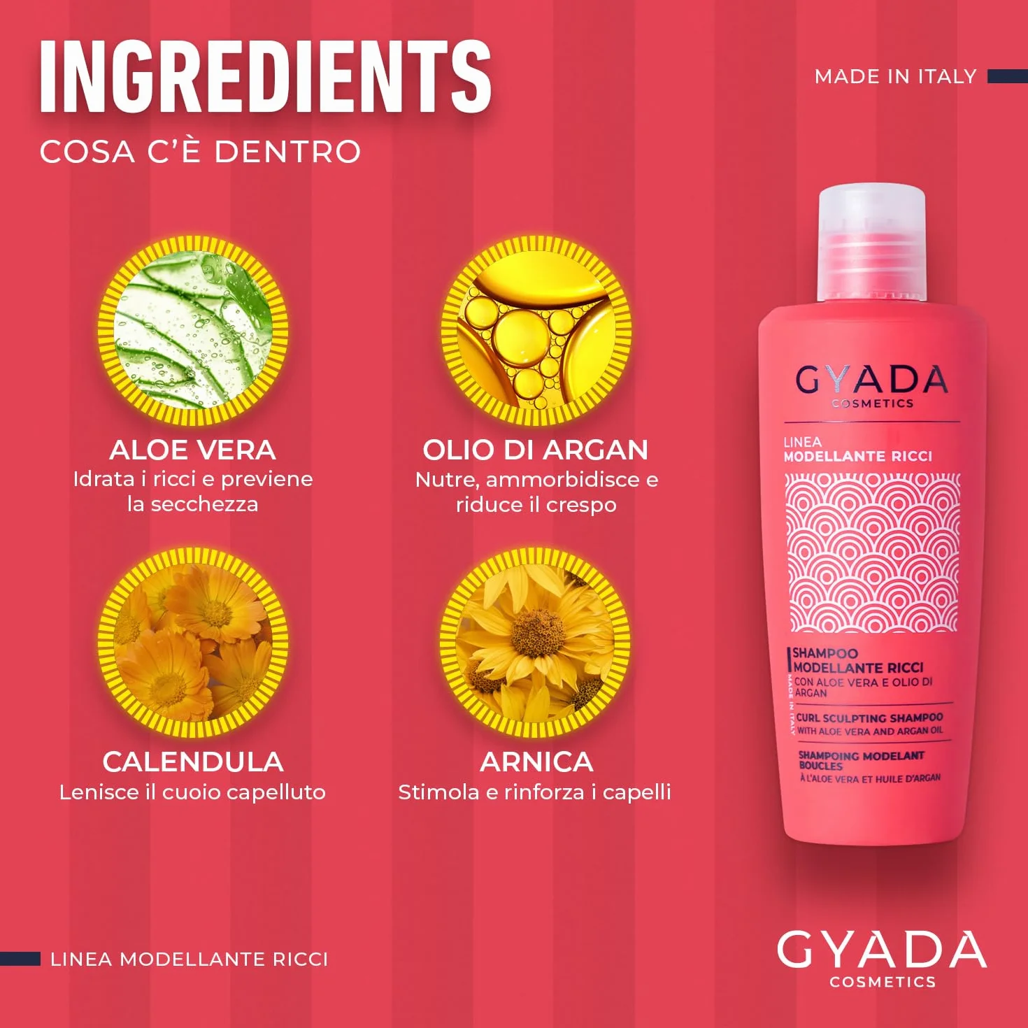 GYADA COSMETICS Shampooing Modelant Bouclé 250 ml Cheveux Bouclés Ondulés Anti-frisottis