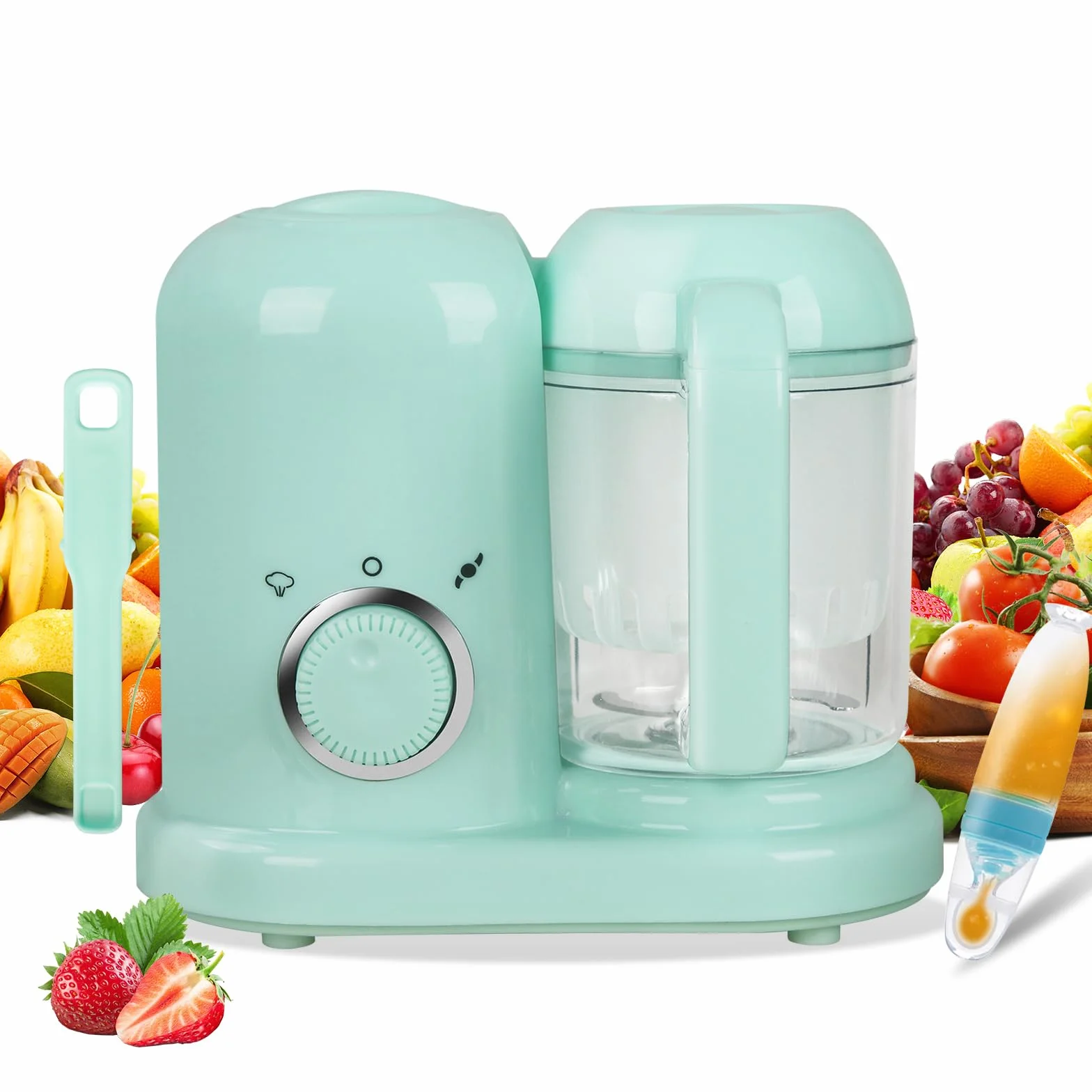 Robot multifonctions 4 en 1 préparateur d'aliments pour bébés cuiseur vapeur mixeur Vert