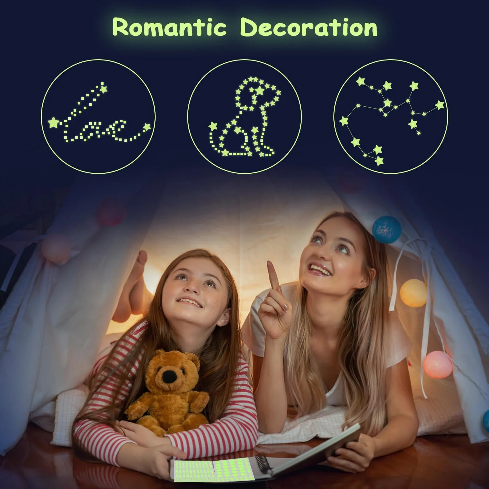 Plafond Etoile Fluorescente 452 pièces Stickers Phosphorescents Ciel Etoilé Décoration Chambre Enfant