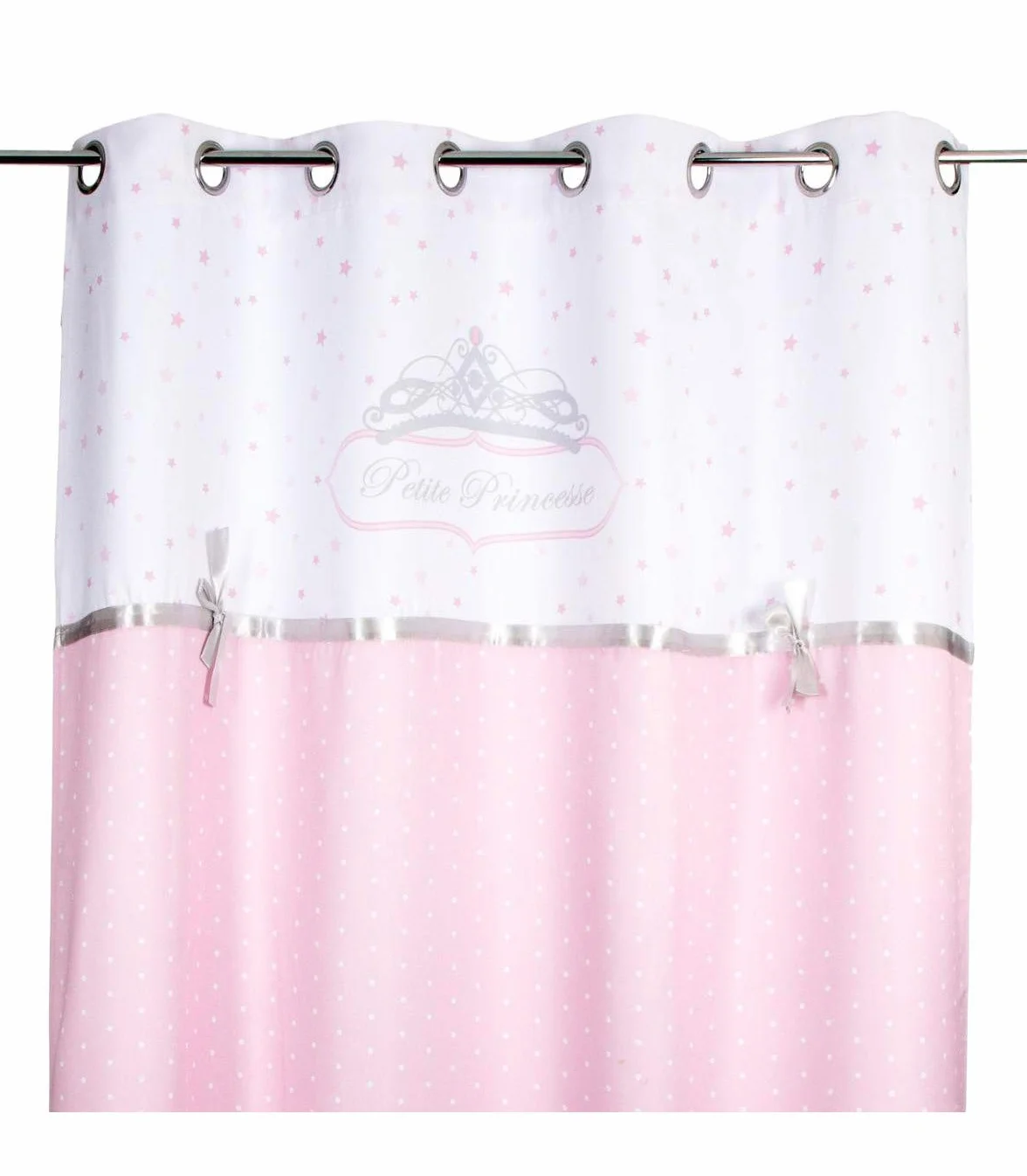 Atmosphera Rideau Enfant Princesse Ruban Rose et Blanc 140x260 cm
