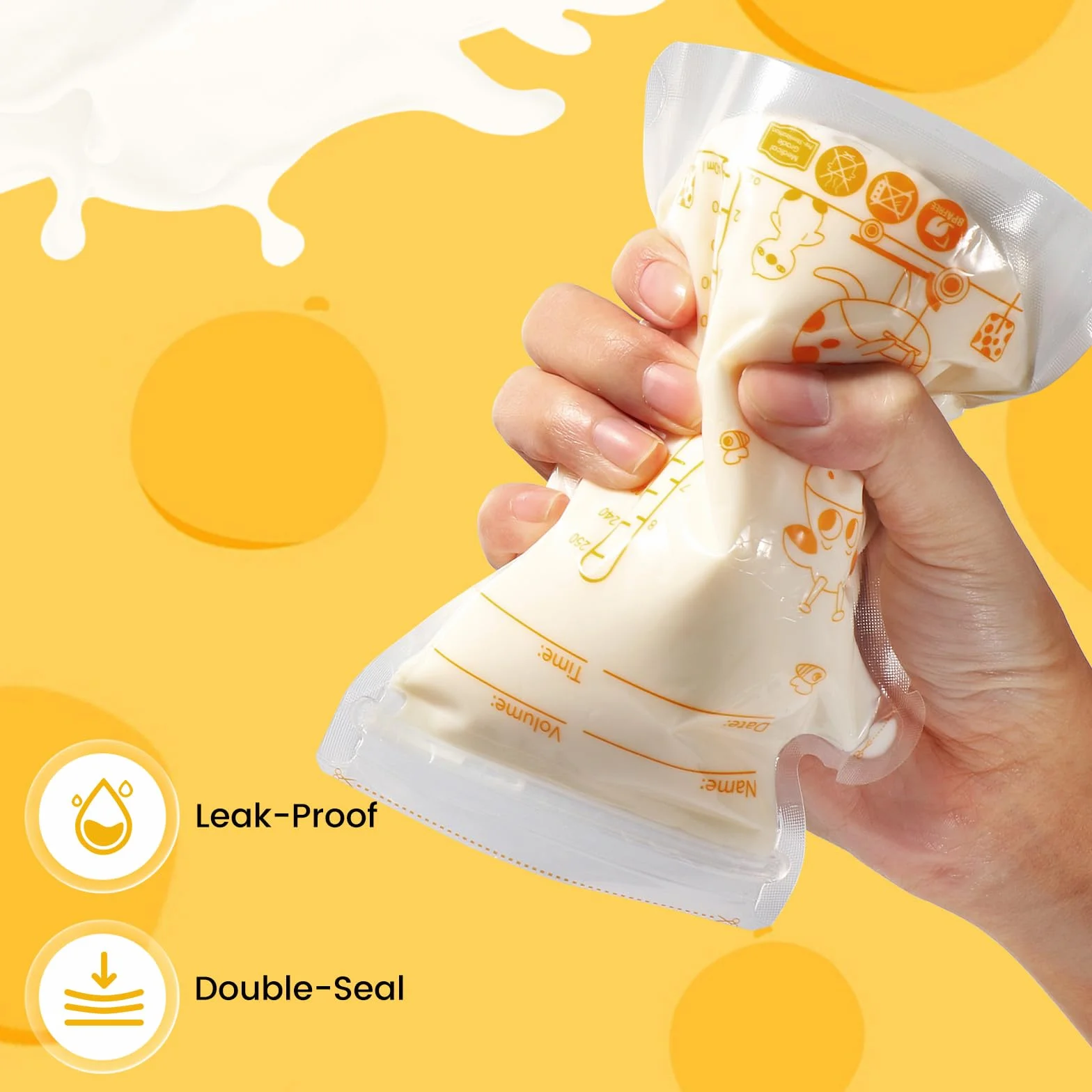 Oderra Sachet Conservation Lait Maternel 50/100 PCS 250/180 ML Double Fermeture Étanche Pré-Stérilisé