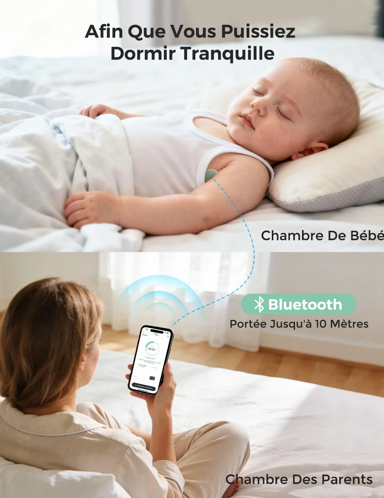 Momcozy Thermomètre Numérique Portable pour Bébé, Qualité Médicale, Bluetooth, Vert